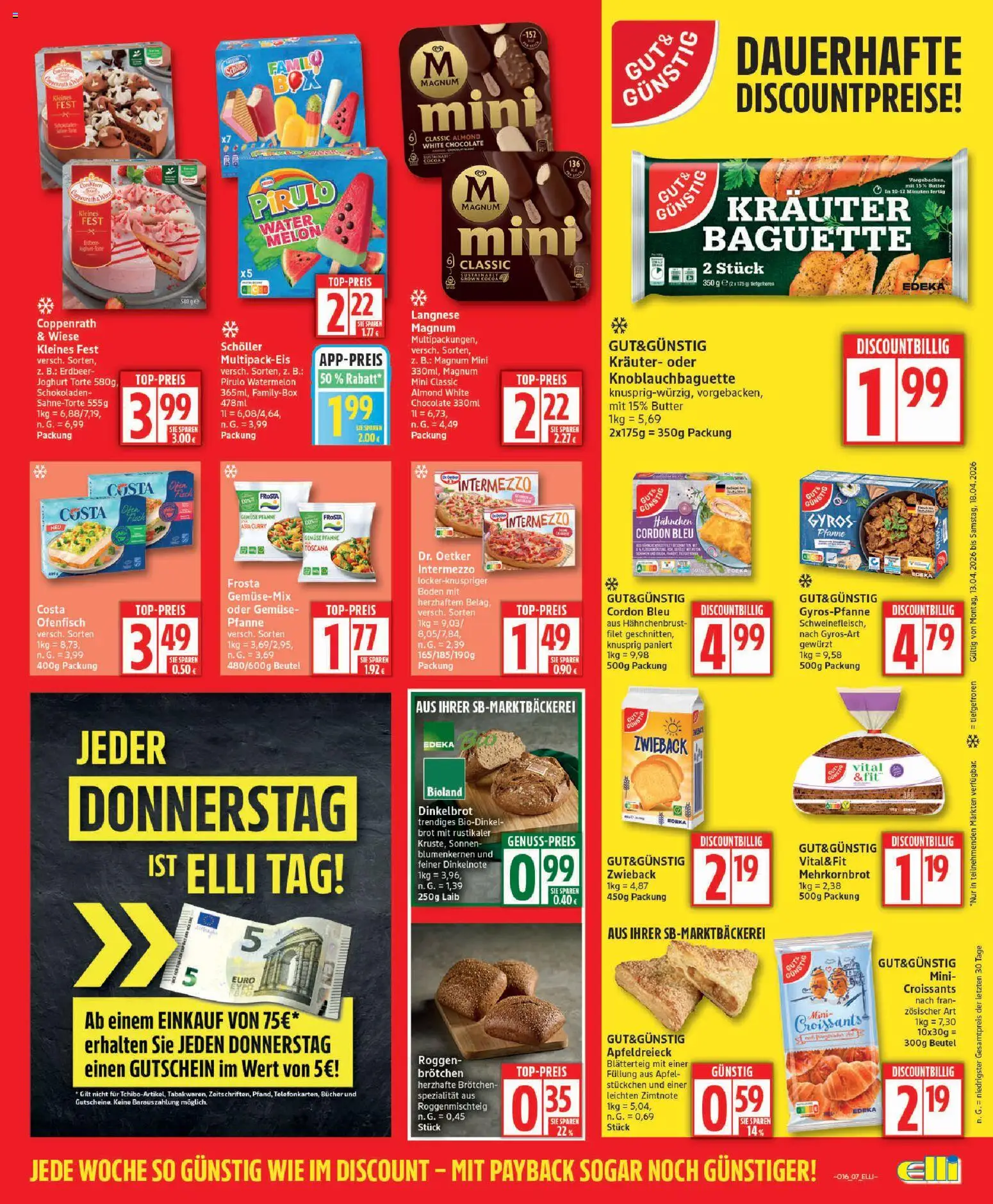 Elli Markt Prospekt Schloß Holte – gültig ab 13.04.2026 | Seite: 7 | Produkte: Langnese, Butter, Baguette, Hahnchenbrust