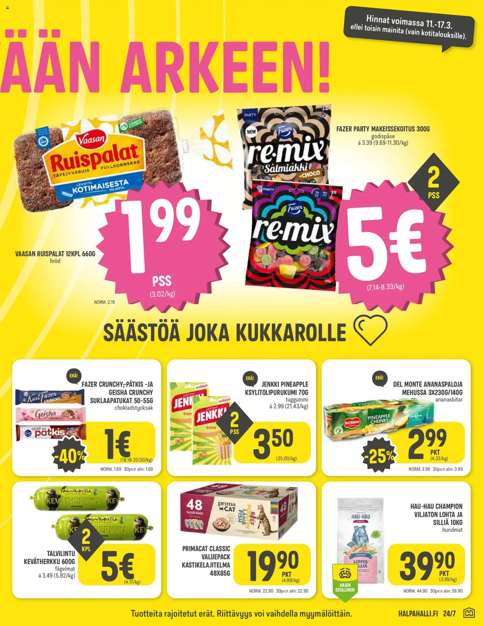 Halpa Halli tarjoukset – voimassa 11.03.2026 alkaen | Sivu: 3 | Tuotteet: Suklaapatukat, Voi