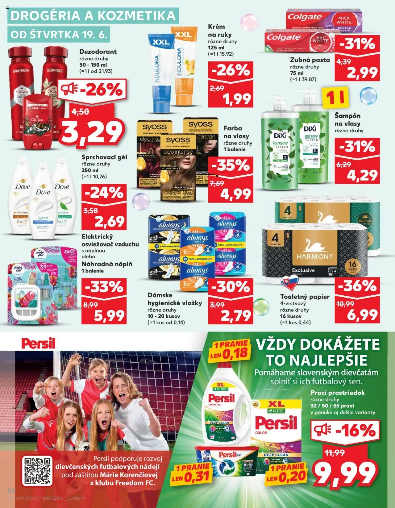 Nové Kaufland akcie – leták je platný od 19.06.2025 | Strana: 56 | Produkty: Osviežovač vzduchu, Persil, Šampón, Krém na ruky