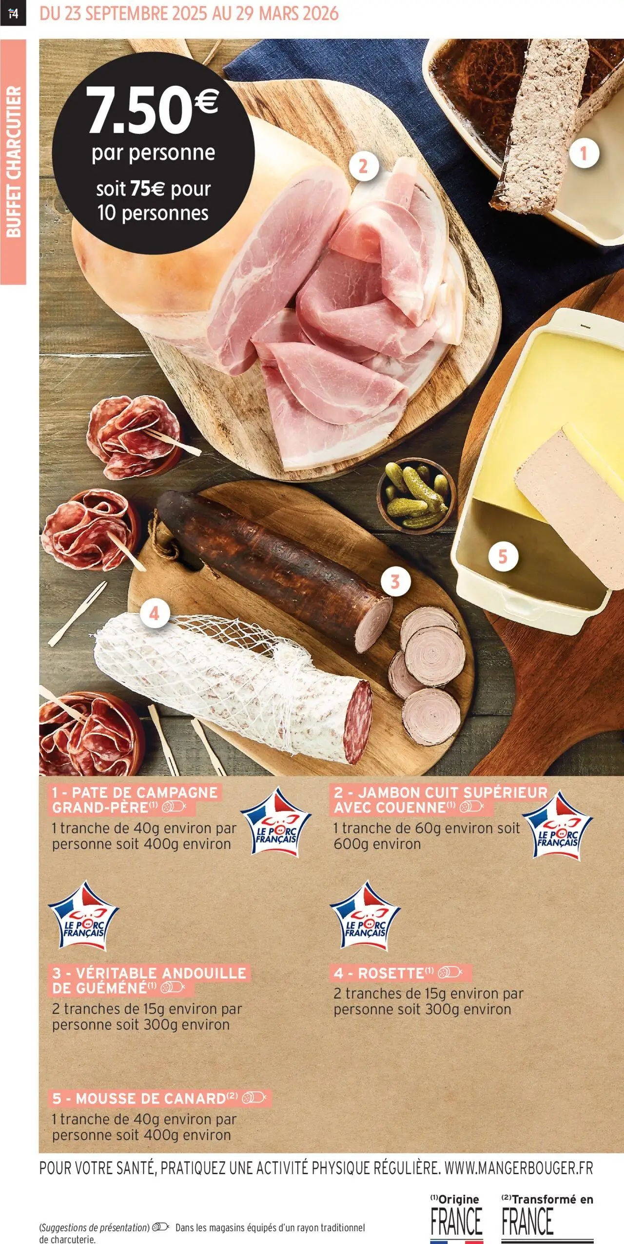 {H1} | Page: 14 | Produits: Mousse, Buffet, Jambon, Porc