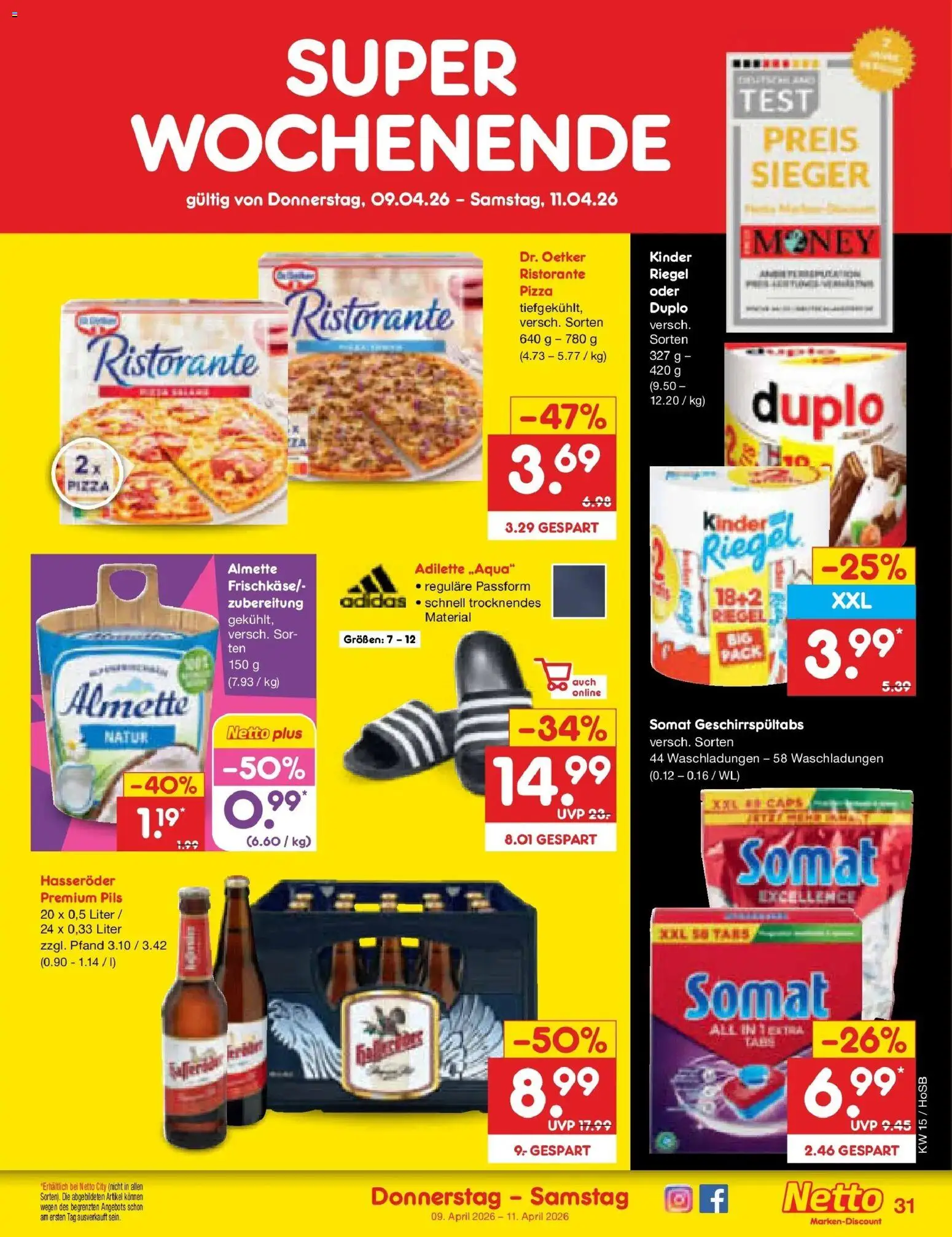 Netto Marken-Discount Prospekt Hannover	 – gültig ab 07.04.2026 | Seite: 47 | Produkte: Ristorante, Kinder riegel, Pizza, Hasseröder