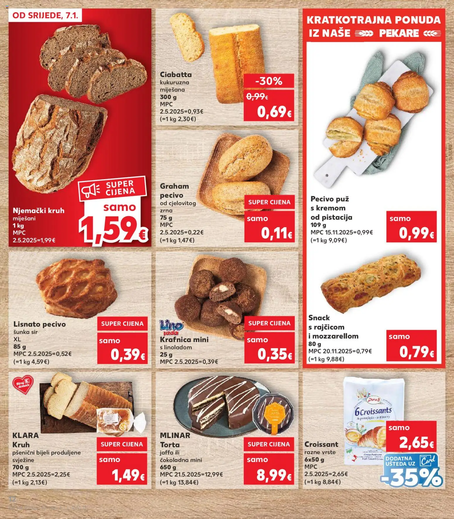 Kaufland katalog | vrijedi od 07.01.2026 | Stranica: 12 | Proizvodi: Sir, Kruh, Šunka, Pecivo