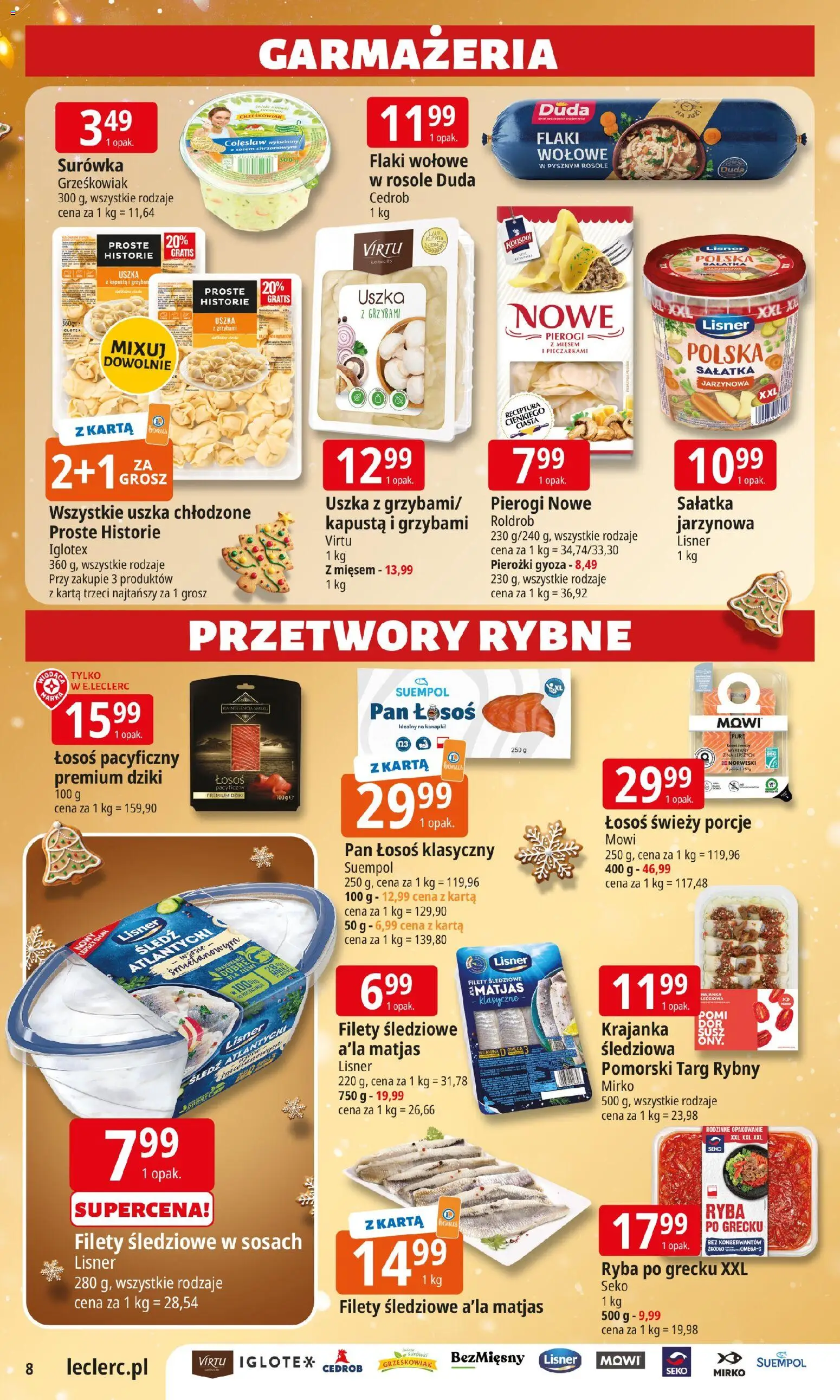 E.Leclerc Gazetka - Elbląg od 09.12.2025 | Strona: 8 | Produkty: Kapusta, Filety śledziowe a'la matjas, Łosoś, Ryba
