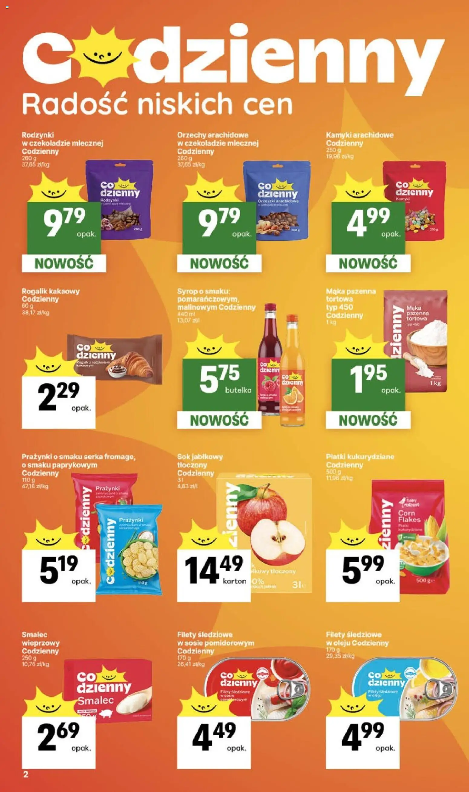 Delikatesy Centrum gazetka od 12.03.2026 | Strona: 2 | Produkty: Płatki kukurydziane, Orzechy arachidowe, Sok, Orzechy