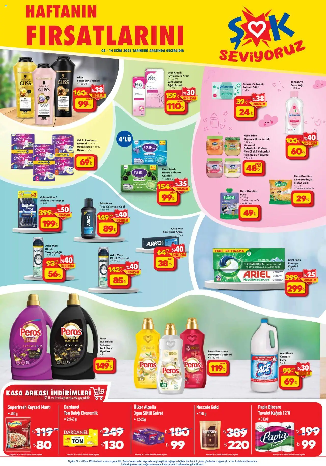 Şok Market Katalog - 08.10.2025 tarihinden itibaren geçerlidir | Sayfa: 2 | Ürünler: Banyo, Gofret, Tüy dökücü krem, Şeftali