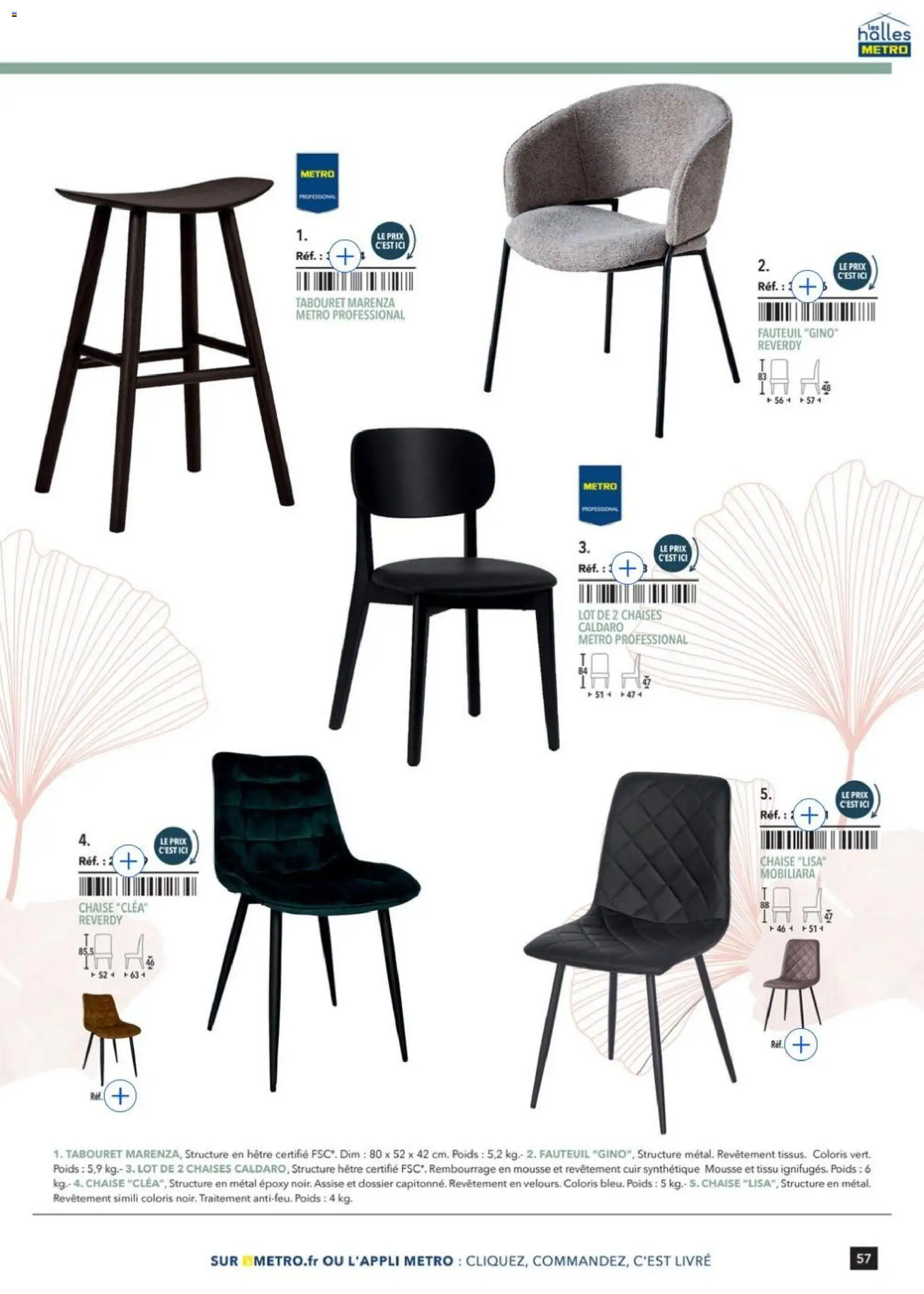 {H1} | Page: 57 | Produits: Poids, Mousse, Chaise, Livre