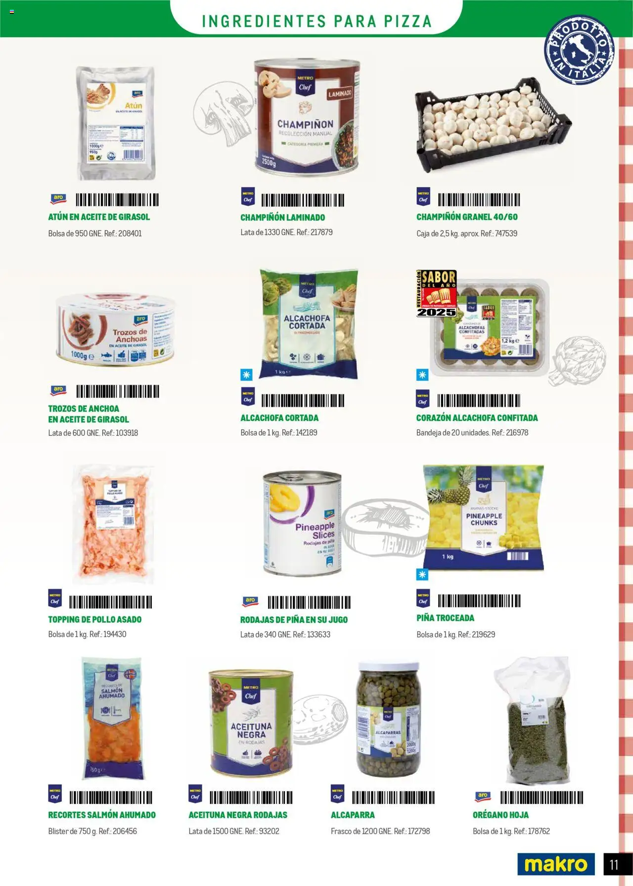 Makro - Restaurantes Italianos │ válido desde el 01.05.2025 | Página: 11 | Productos: Aceite, Pizza, Bandeja, Caja
