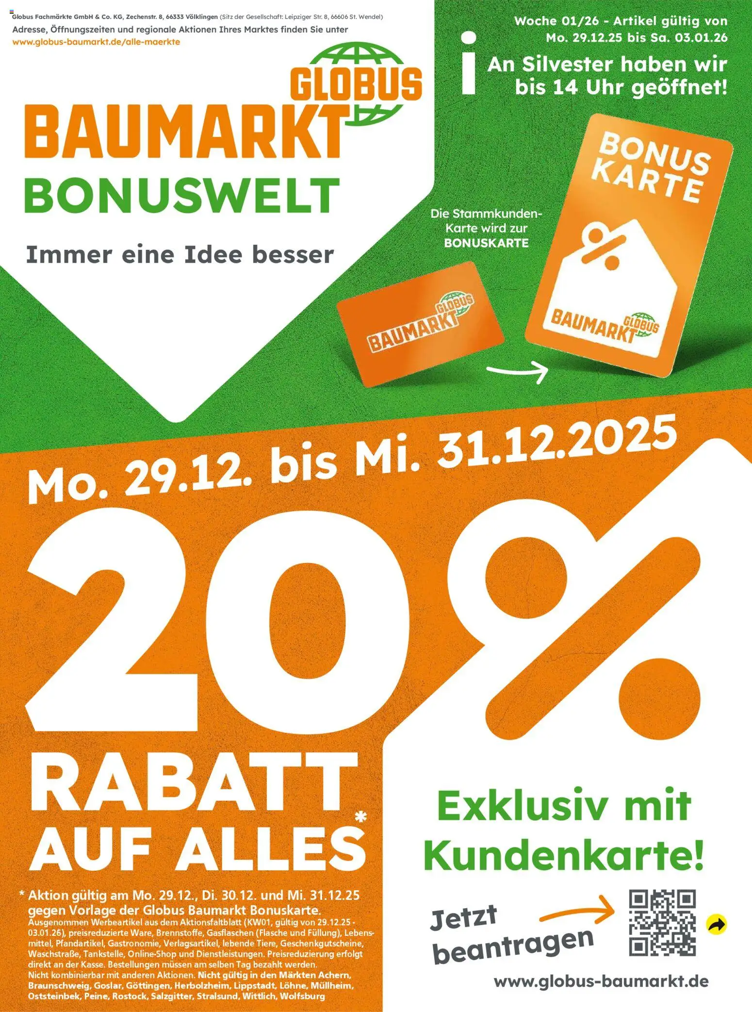 Globus Baumarkt prospekt Zweibrücken	 – gültig ab 29.12.2025 | Seite: 1 | Produkte: Uhr