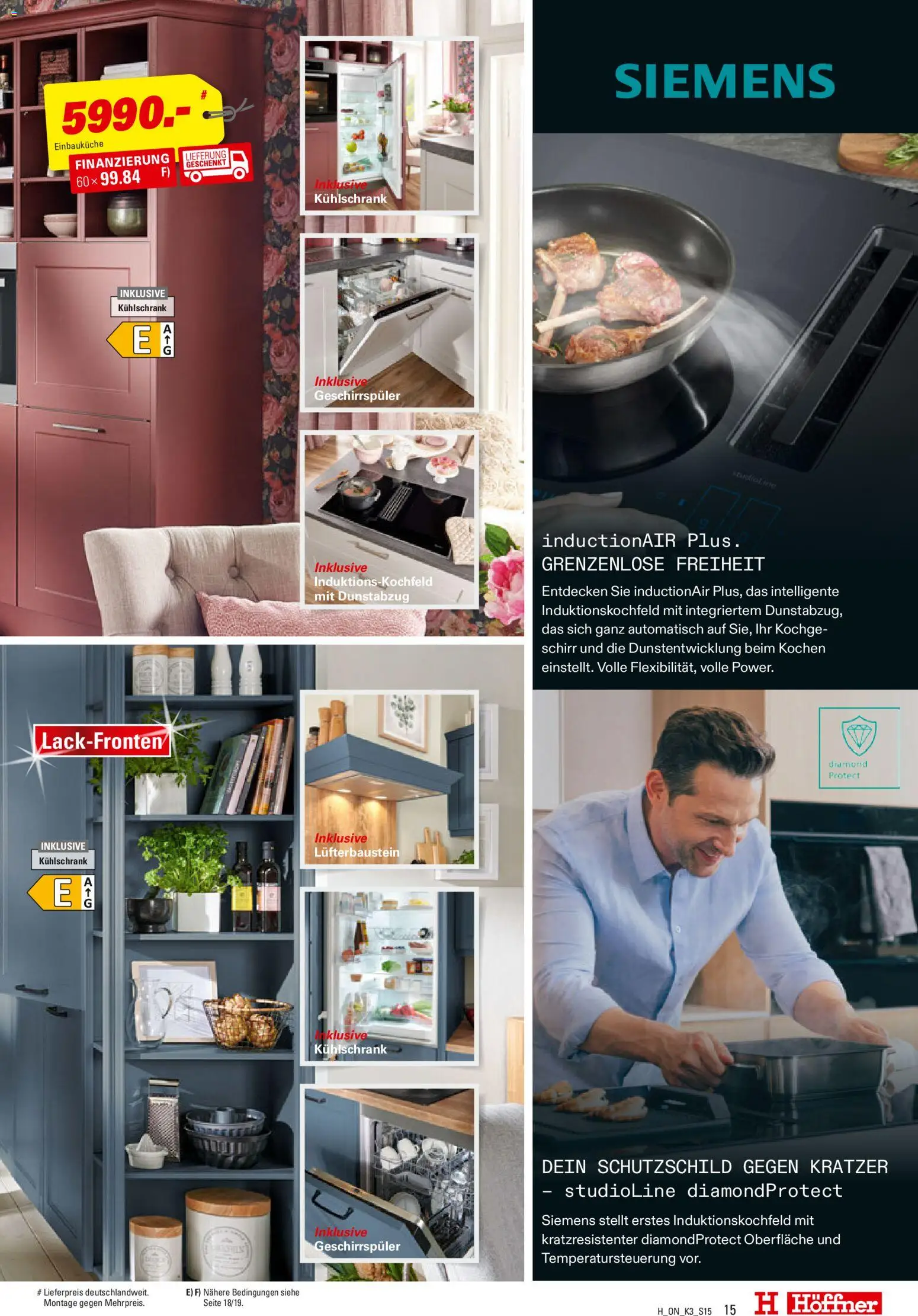 Höffner Küchen Power  – gültig ab 12.11.2025 | Seite: 15 | Produkte: Siemens, Geschirrspüler, Kühlschrank, Dunstabzug