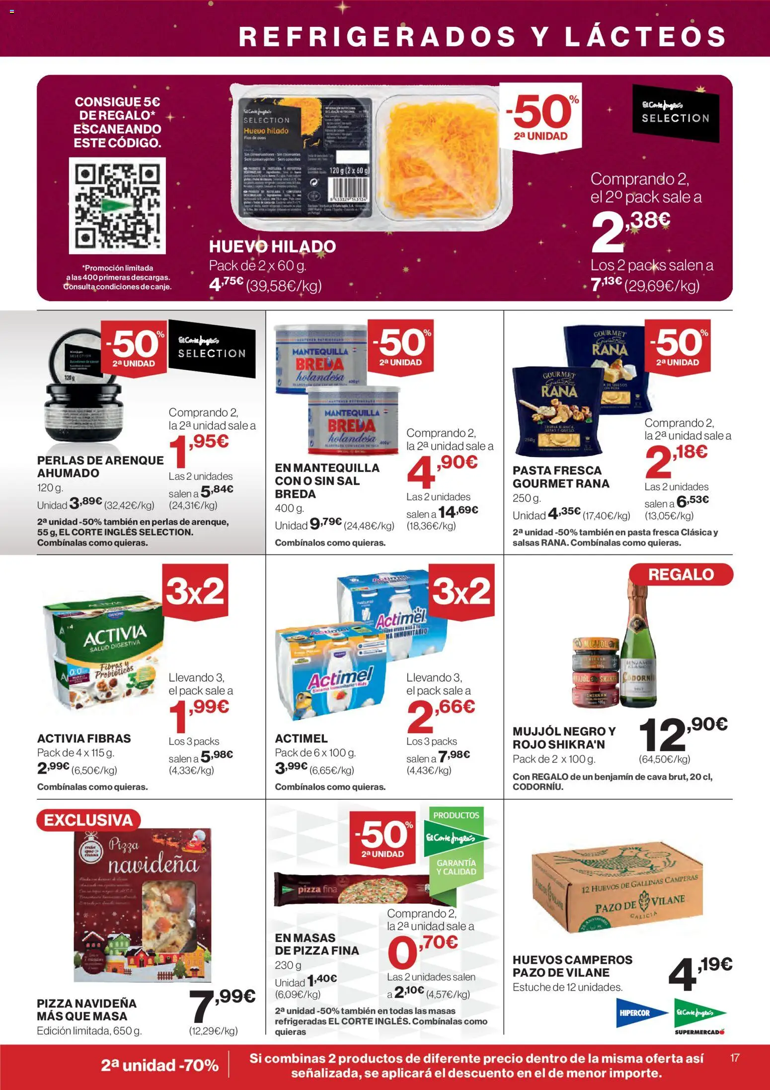 Hipercor catálogo │ válido desde el 18.12.2025 | Página: 17 | Productos: Huevos, Pizza, Pasta, Συσκευή ροής