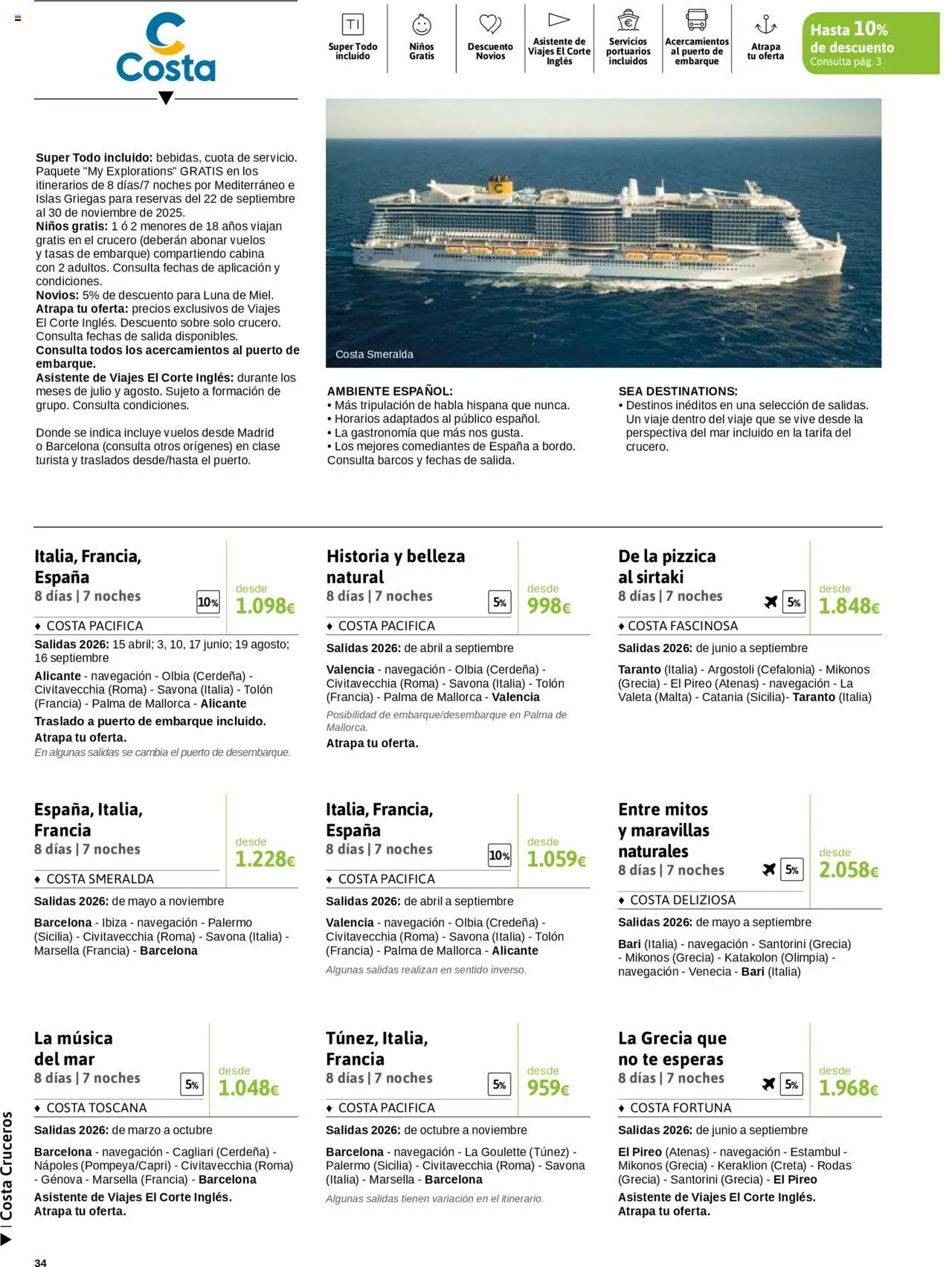 Viajes El Corte Inglés - Crucero Fantástico │ válido desde el 16.09.2025 | Página: 34 | Productos: Té, Navegación