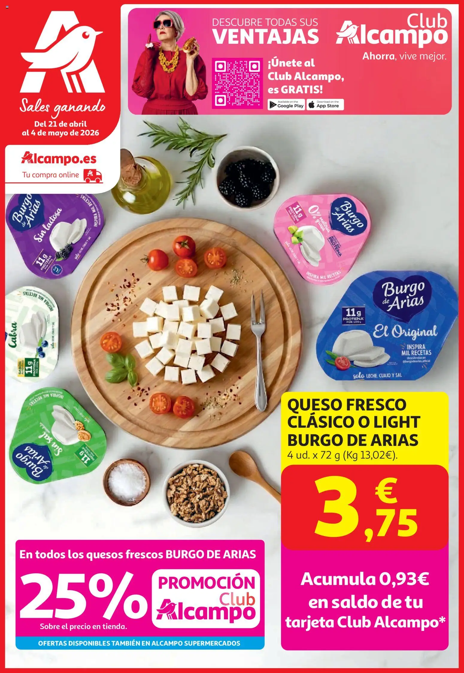 Alcampo HG Unico │ válido desde el 21.04.2026 | Página: 1 | Productos: Queso, Queso fresco