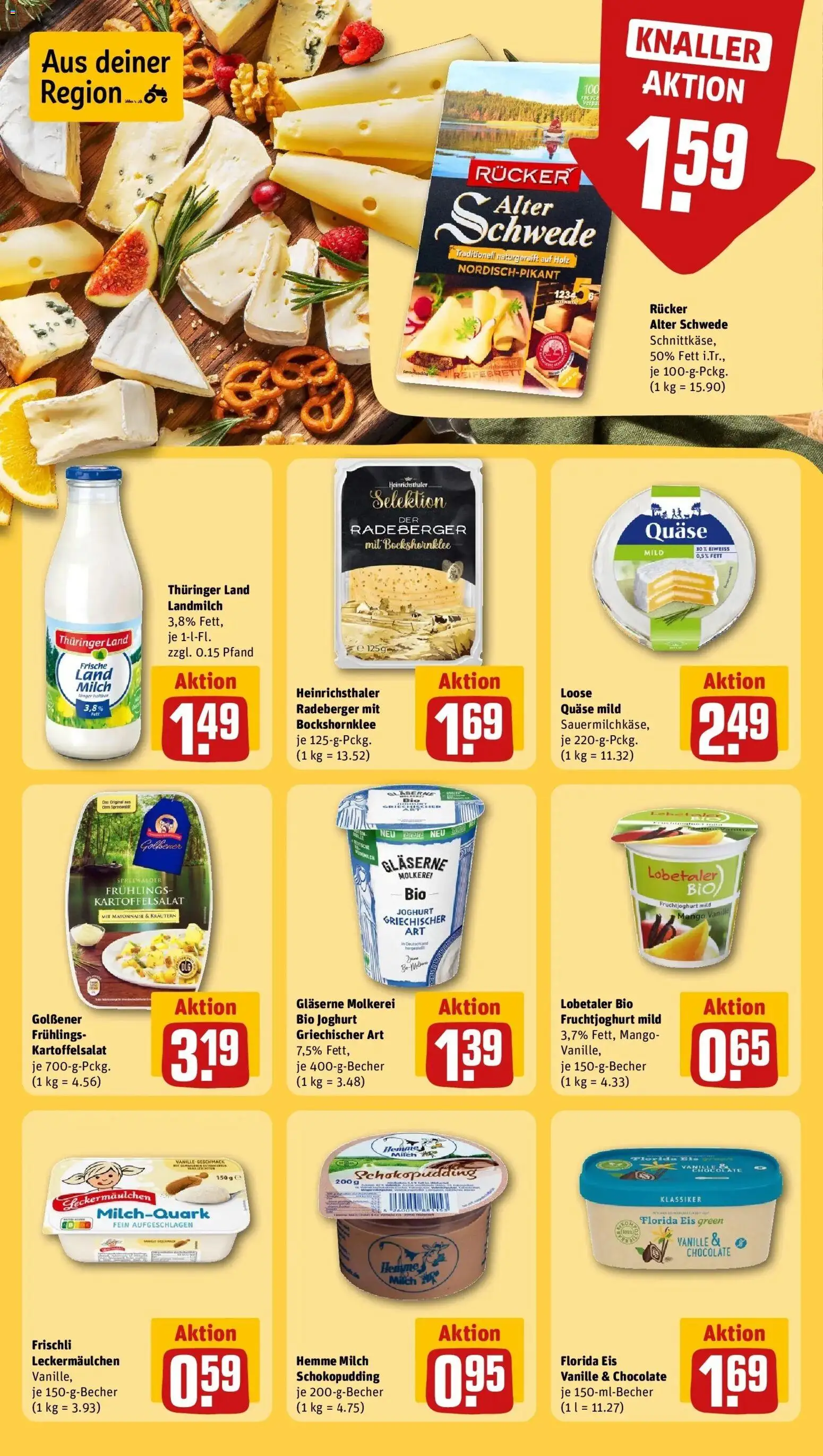 Rewe Prospekt Waren	 – gültig ab 12.04.2026 | Seite: 19 | Produkte: Milch, Joghurt, Pudding, Mango