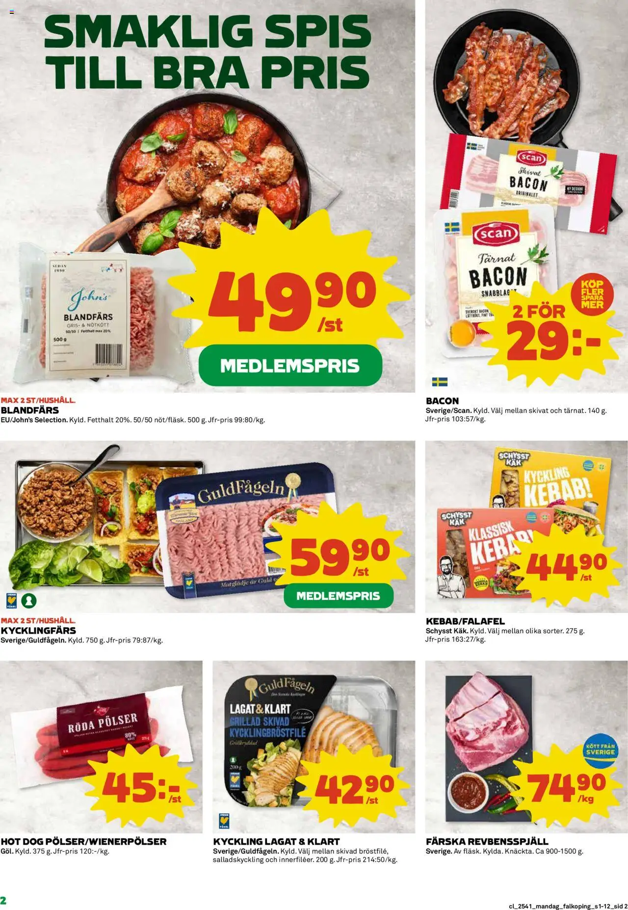Coop reklamblad aktuell från 06.10.2025 | Sida: 2 | Produkter: Bacon, Blandfärs, Nötkött, Spis