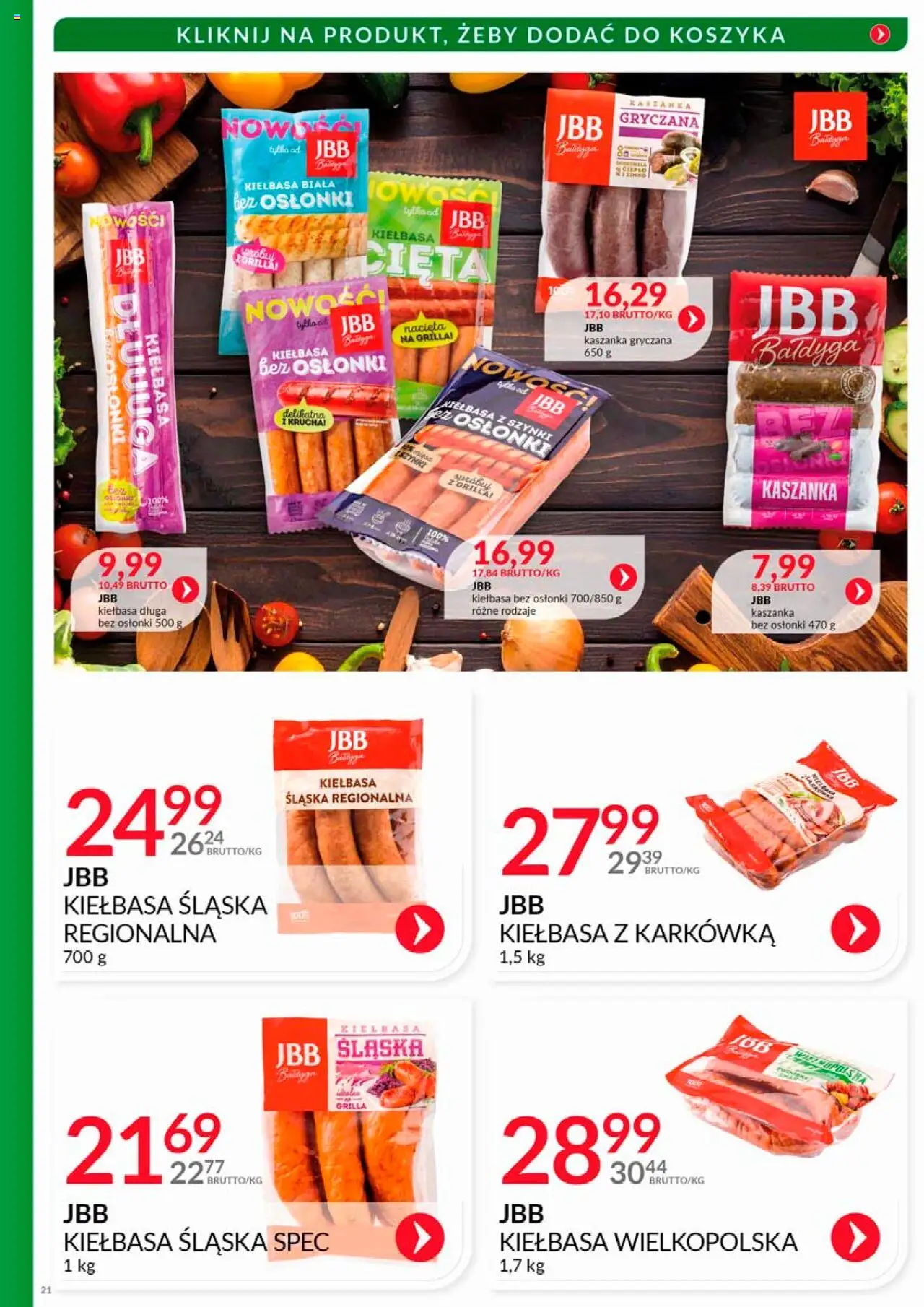 Eurocash Gazetka - Katalog Wędlin od 01.08.2025 | Strona: 21 | Produkty: Kiełbasa, Karkówka, Kaszanka, Kiełbasa śląska