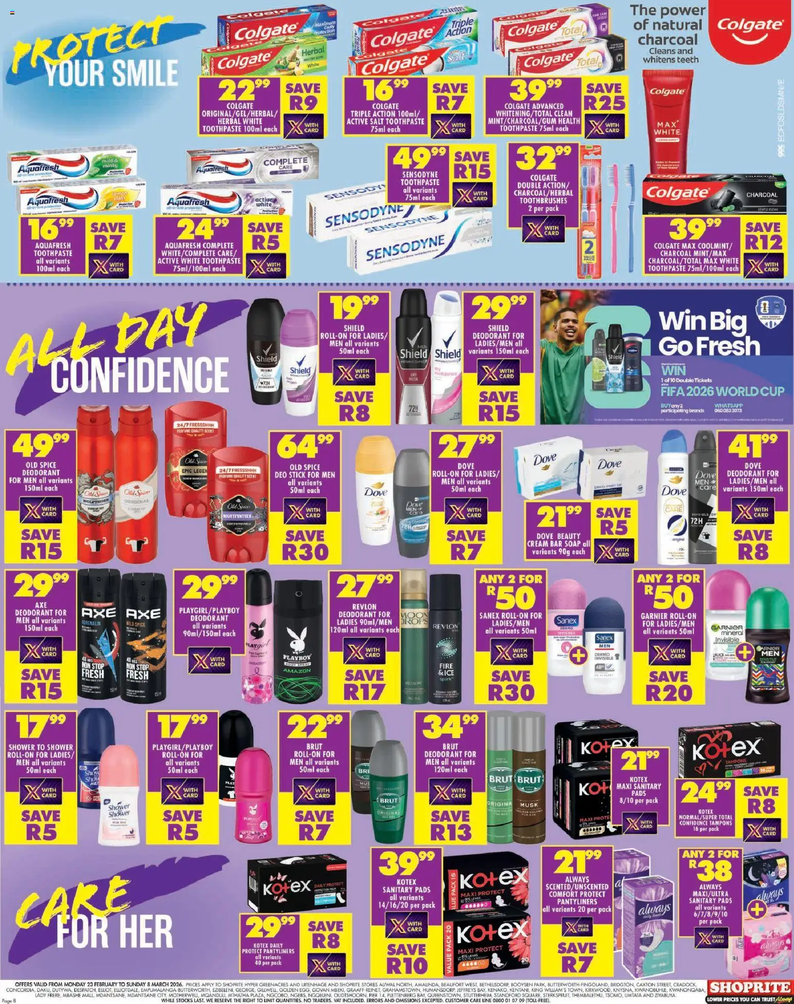 New Shoprite catalogue – valid from 23.02.2026 | Page: 4 | Products: Cake, Cream, Soap, Toothpaste