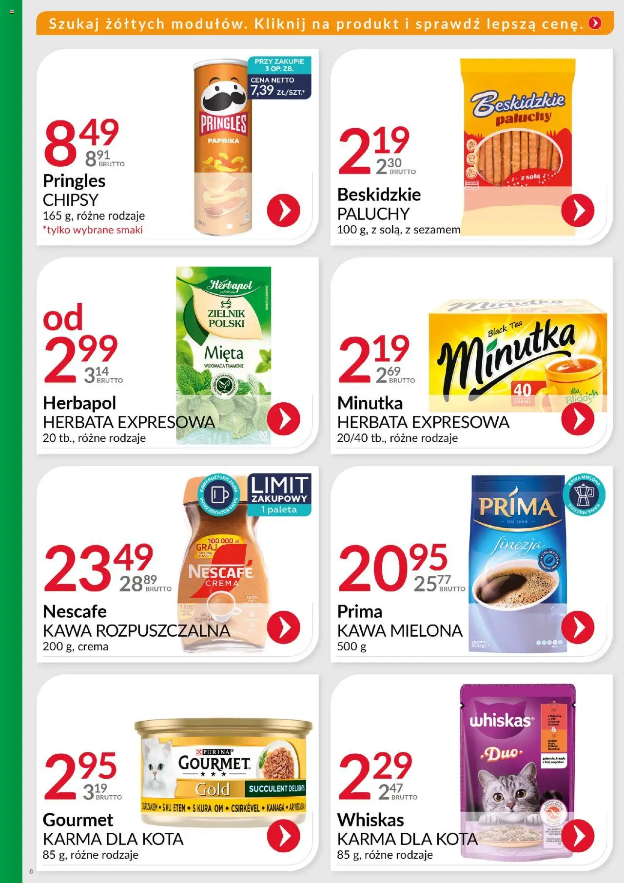 Eurocash Gazetka - Ofensywa Cenowa Spożywcza od 10.08.2025 | Strona: 8 | Produkty: Chipsy, Mięta, Kawa, Pringles