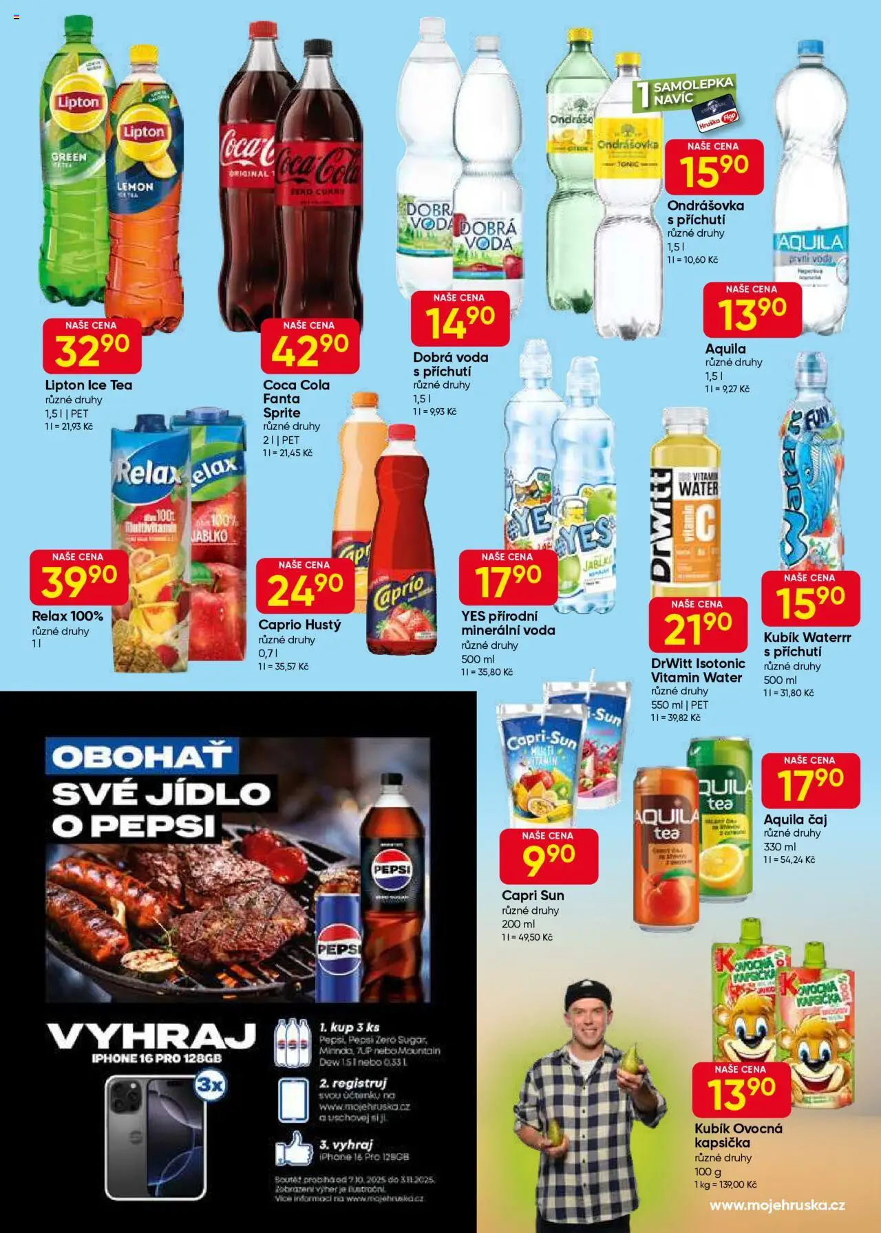 Hruška leták od 07.10.2025 | Strana: 8 | Produkty: Ovocná kapsička, Drwitt, Minerální voda, Cola