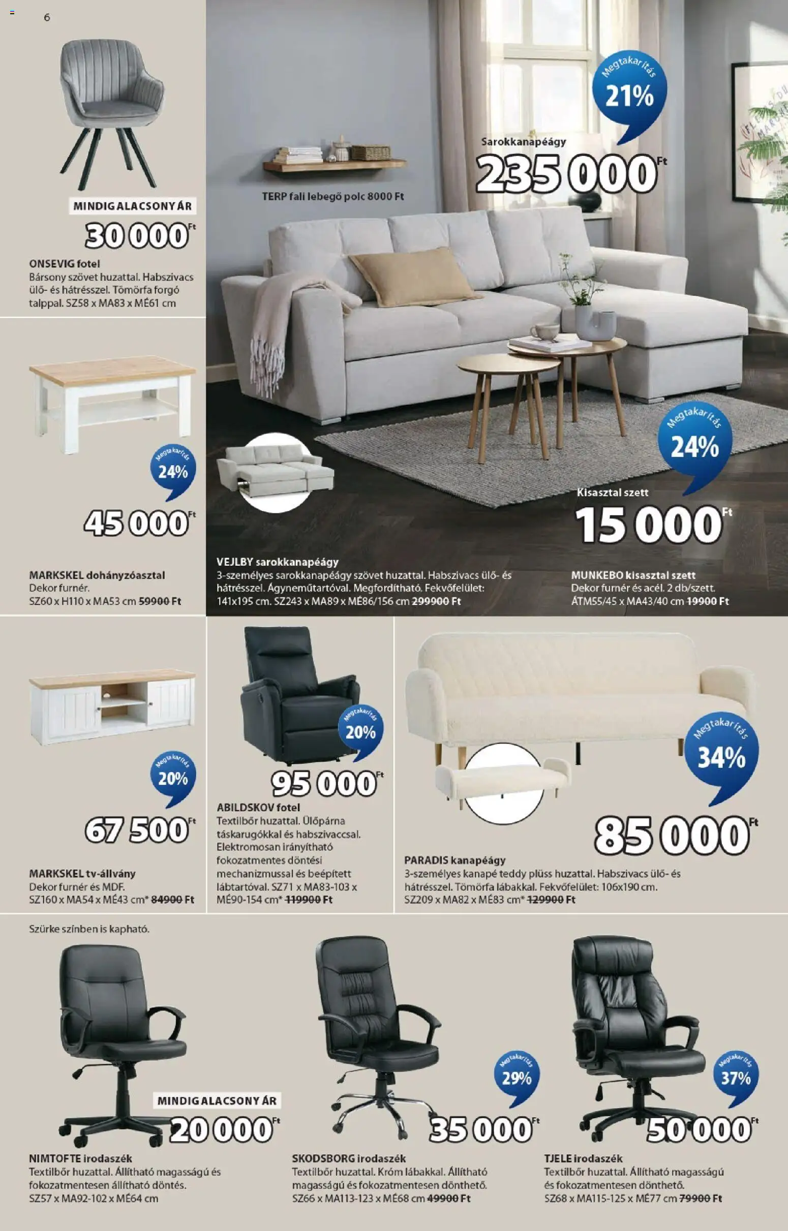 JYSK akciós ujság - amely érvényes a következő dátumtól: 11.03.2026 | Oldal: 6 | Termékek: Plüss, Fotel, Polc, Ülőpárna
