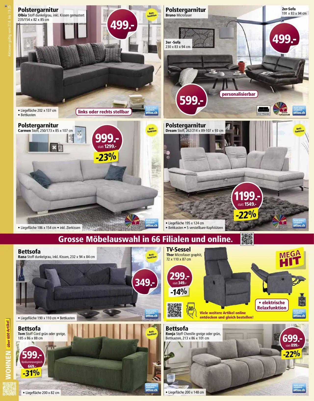 Otto's Aktionen ab 27.08.2025 | Seite: 8 | Produkte: Kissen, Sofa, Bett