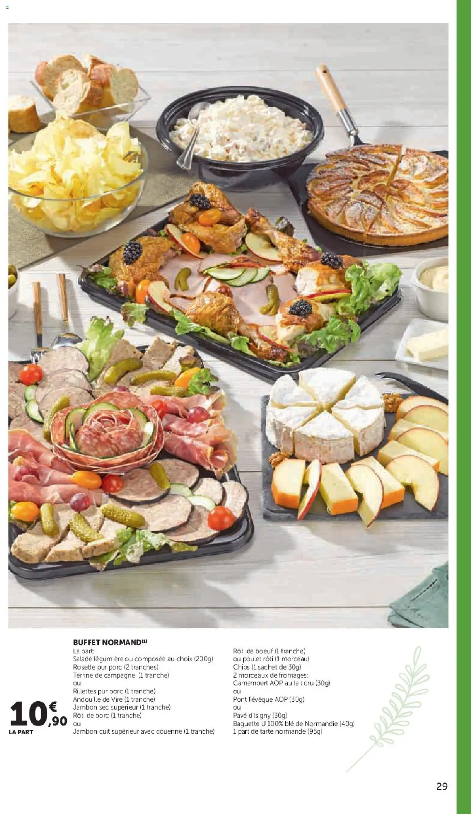 {H1} | Page: 29 | Produits: Salade, Rôti de bœuf, Jambon, Camembert