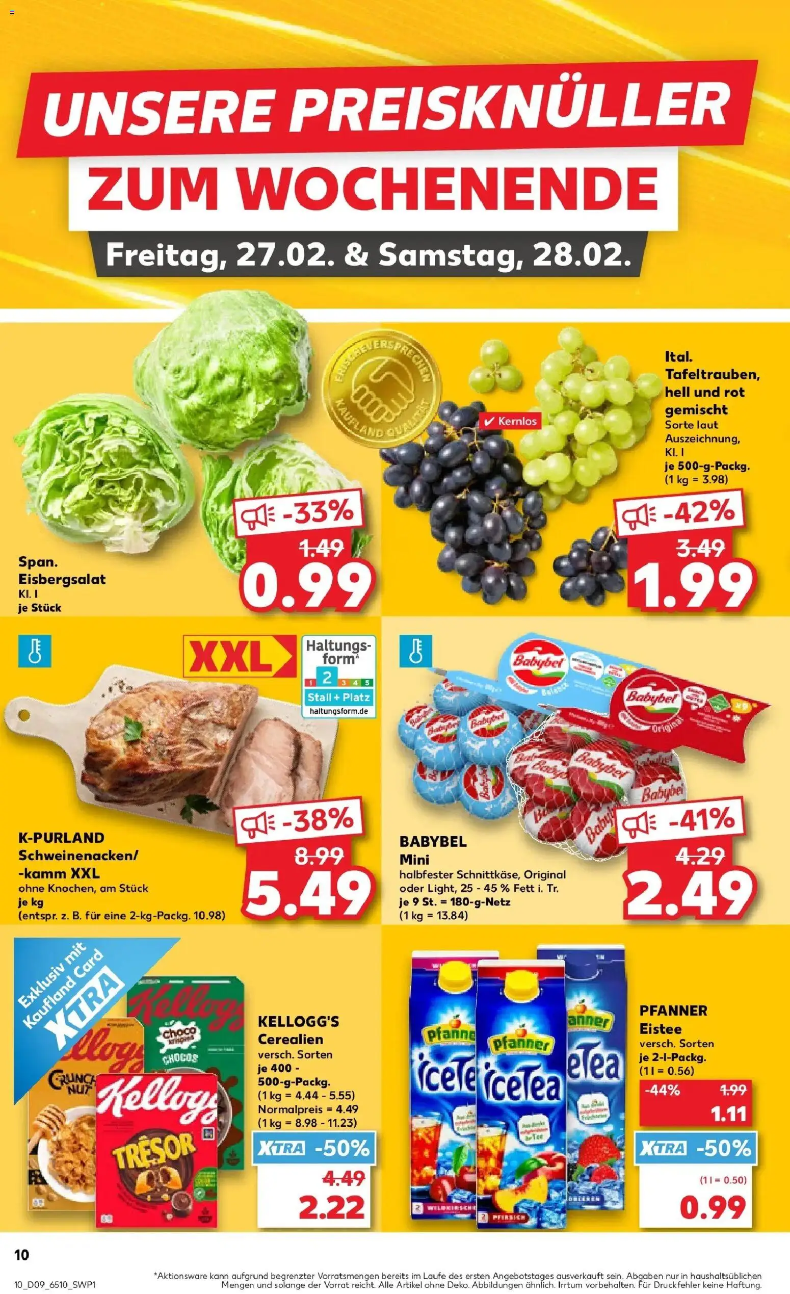 Kaufland prospekt Kamp-Lintfort	 – gültig ab 26.02.2026 | Seite: 10 | Produkte: Kellogg's, Eisbergsalat, Pfanner eistee, Babybel