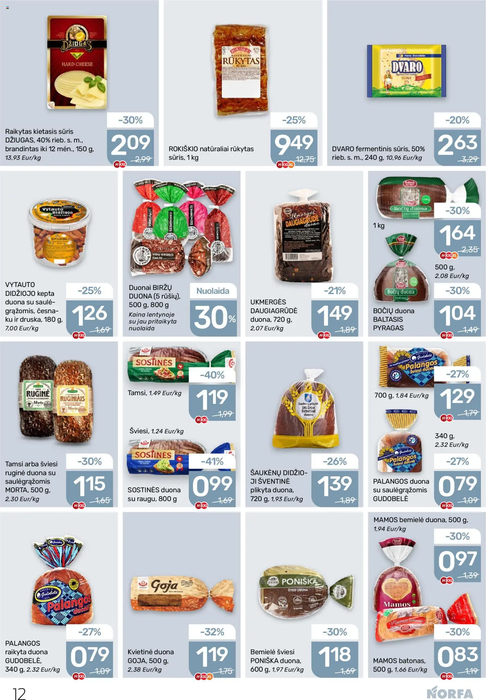 NORFA akcijos nuo 08.01.2026 | Puslapis: 12 | Prekių: Pyragas, Sūris, Duona