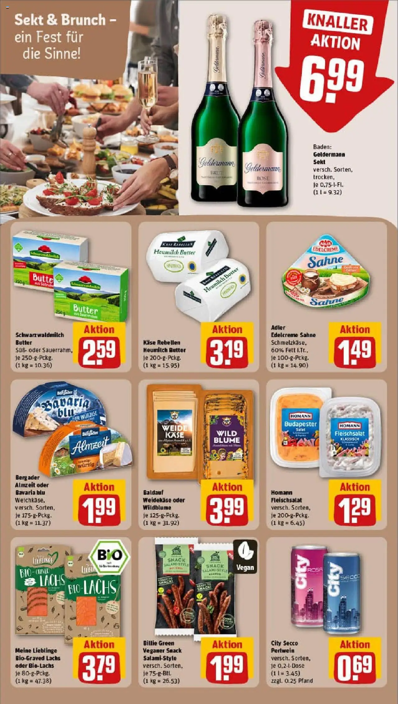 Rewe prospekt Korb	 - gültig ab dem 06.07.2025 | Seite: 15 | Produkte: Butter, Sekt, Lachs, Salami