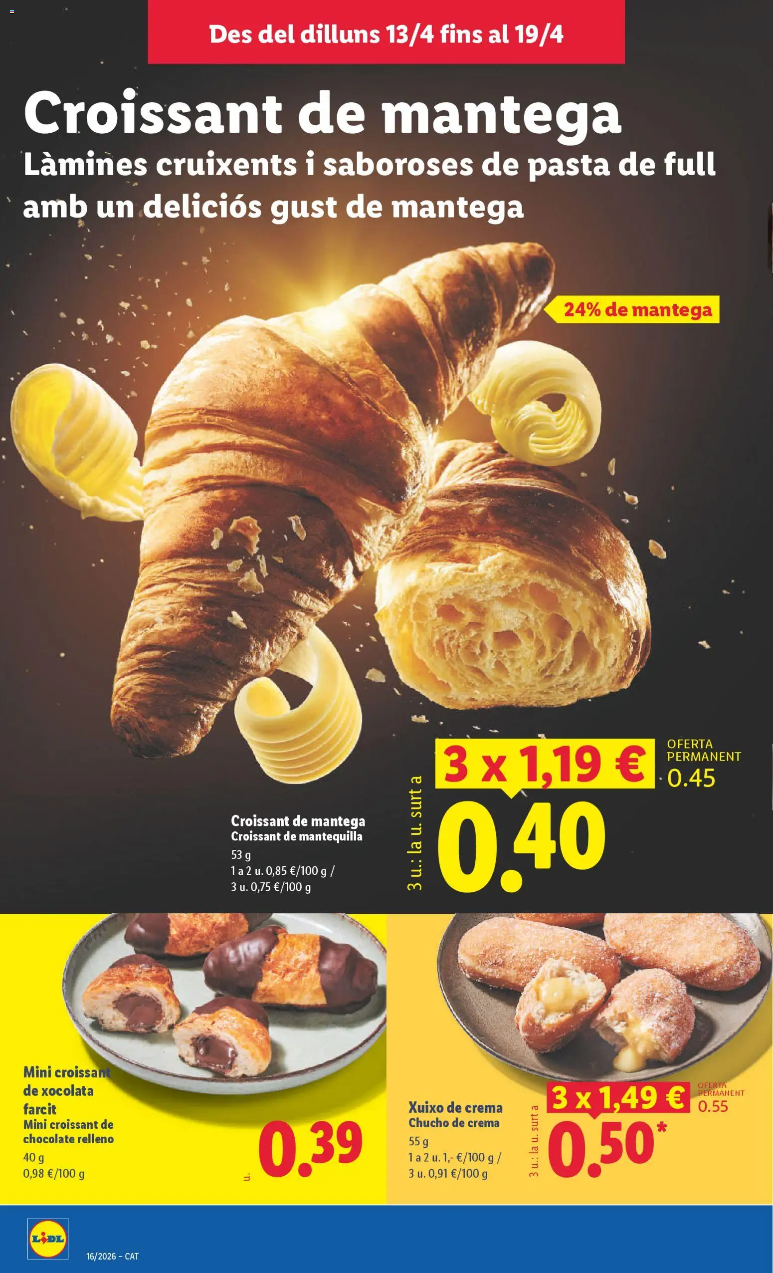 Lidl folleto │ válido desde el 13.04.2026 | Página: 4 | Productos: Chocolate, Croissant, Pasta, Συσκευή ροής
