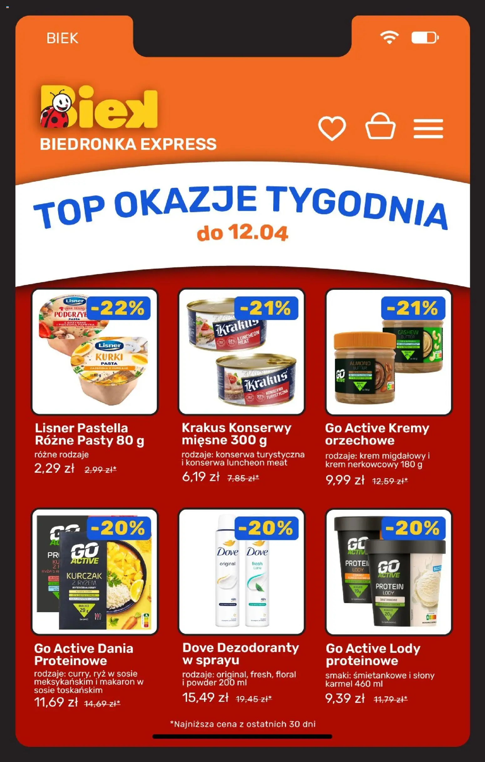Biedronka gazetka - Biek od 10.04.2026 | Strona: 4 | Produkty: Top, Lody proteinowe, Ryż, Lody