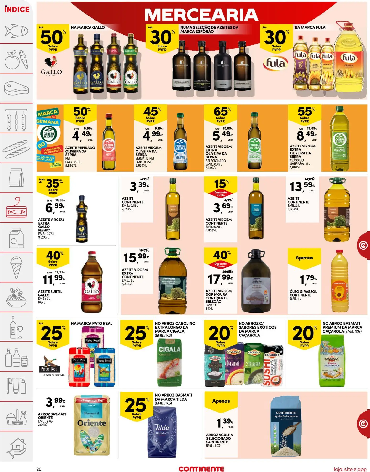 Continente folheto │ válido de 21.04.2026 | Página: 20 | Produtos: Azeite, Arroz basmati, Óleo, Arroz