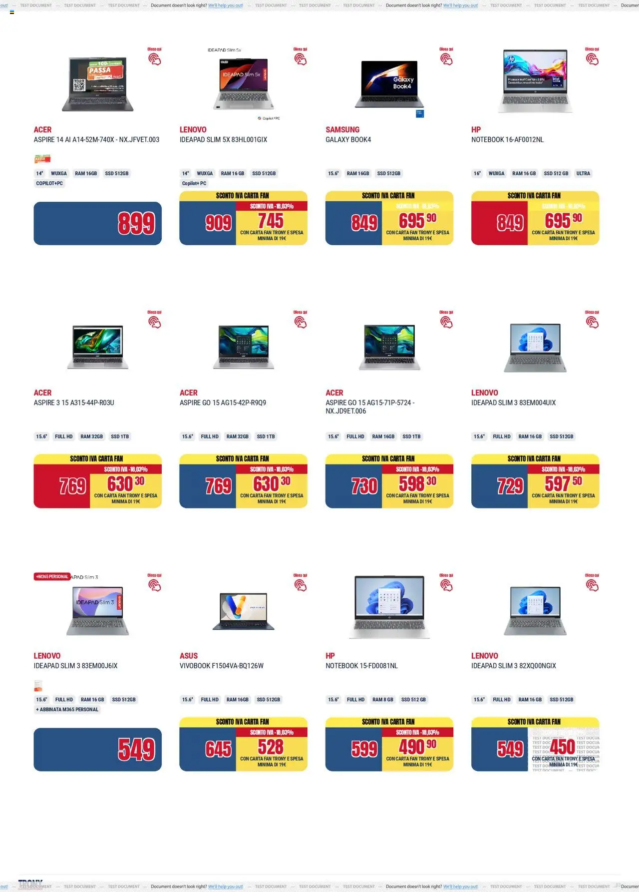 Volantino Trony del 02.10.2025 | Pagina: 3 | Prodotti: Notebook, PC, Fan, Samsung