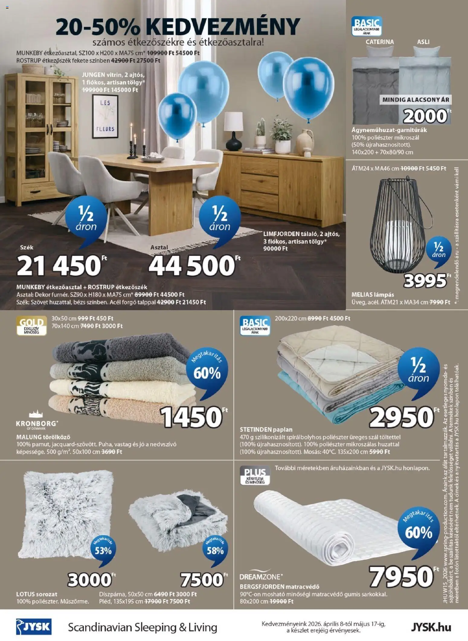 JYSK akciós ujság - amely érvényes a következő dátumtól: 08.04.2026 | Oldal: 24 | Termékek: Paplan, Lámpás, Szék, Étkezőszék