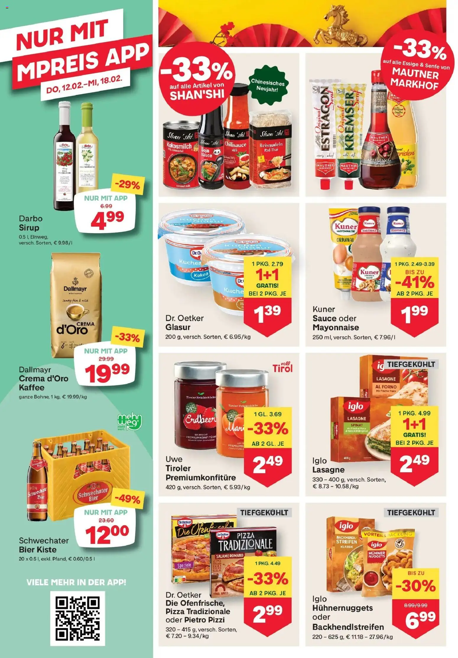 MPREIS Lenzing gültig ab 12.02.2026 | Seite: 8 | Produkte: Pasta, Mayonnaise, Kaffee, Bier