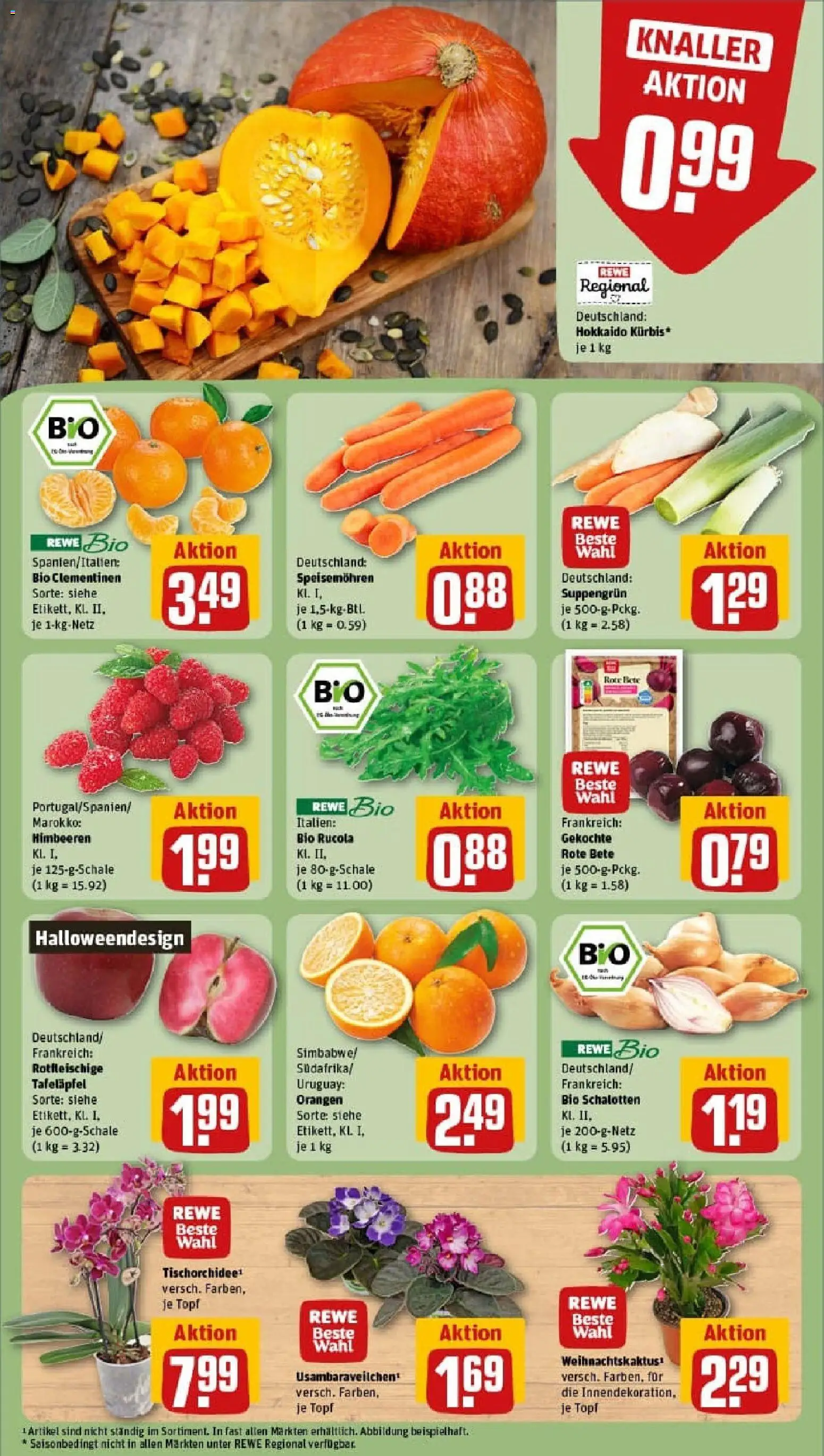 Rewe prospekt Stuttgart / Ost	 – gültig ab 26.10.2025 | Seite: 9 | Produkte: Himbeeren, Rucola, Orangen, Kürbis