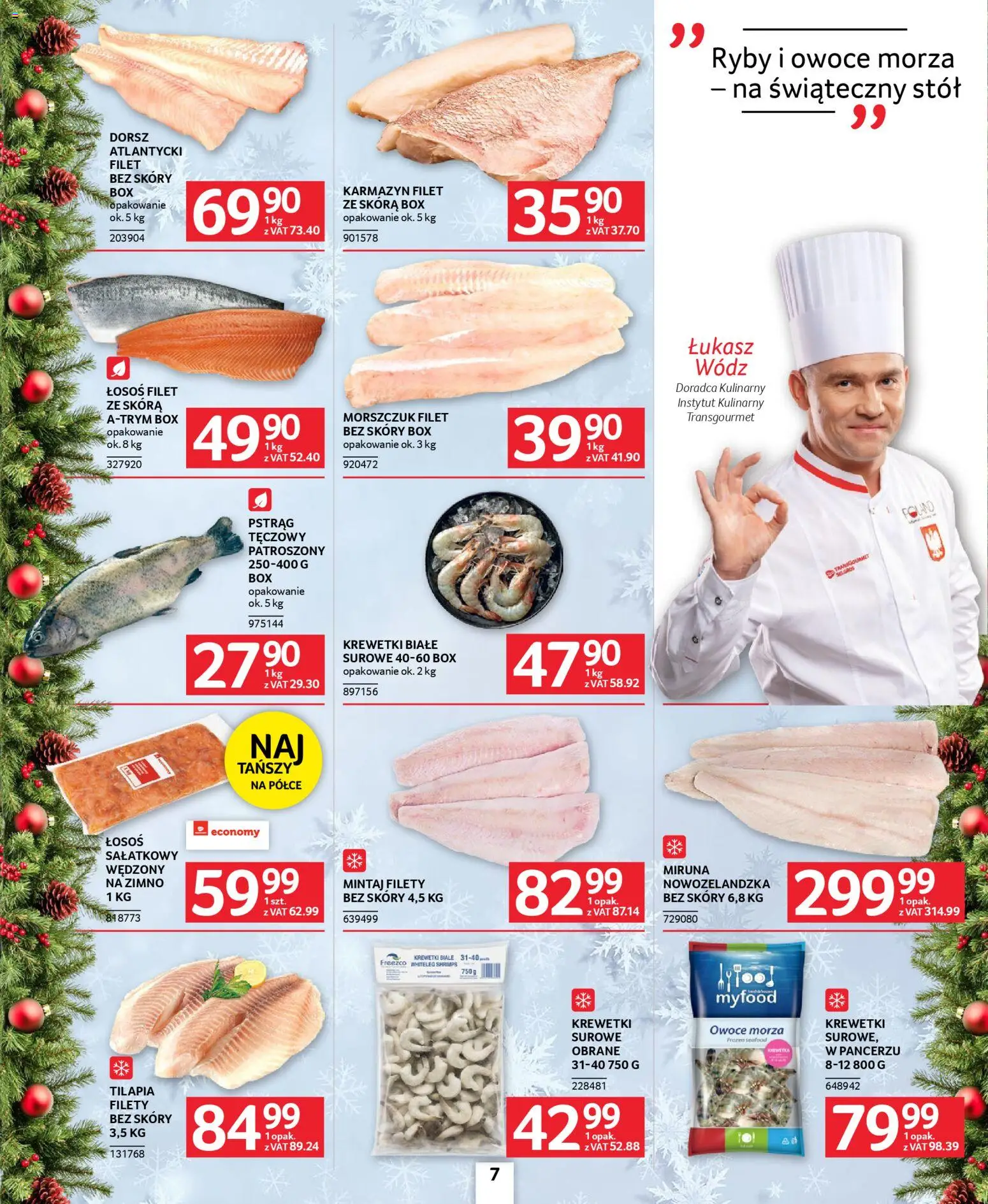Selgros cash&carry Gazetka - Oferta dla gastronomii od 04.12.2025 | Strona: 7 | Produkty: Dorsz, Tilapia, Krewetki białe, Owoce morza
