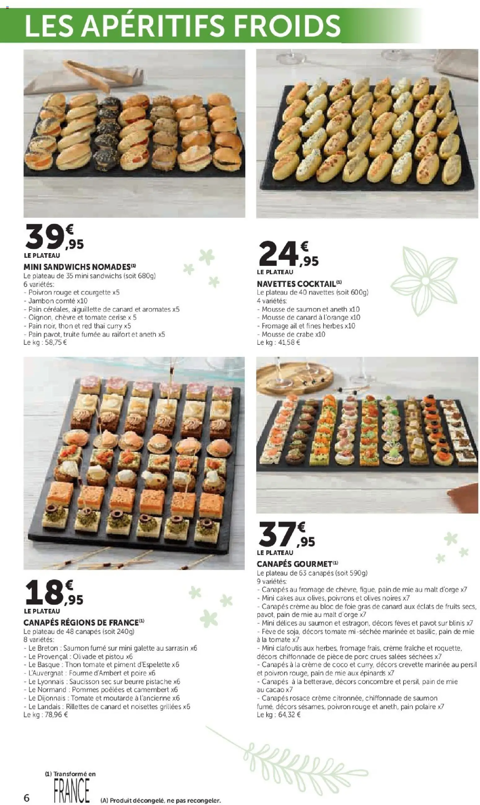 {H1} | Page: 6 | Produits: Foie Gras de Canard, Curry, Jambon, Crème fraiche