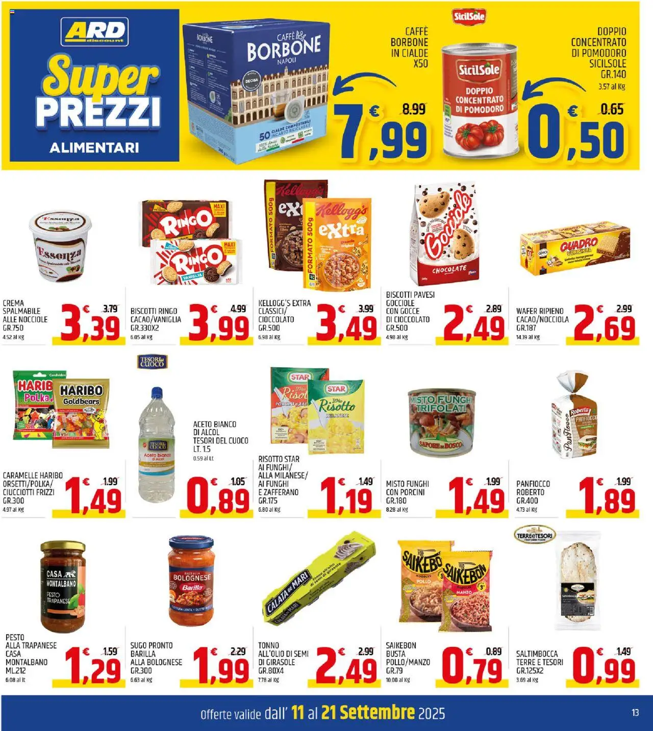 Volantino ARD Discount del 11.09.2025 | Pagina: 13 | Prodotti: Cioccolato, Manzo, Biscotti, Pomodoro