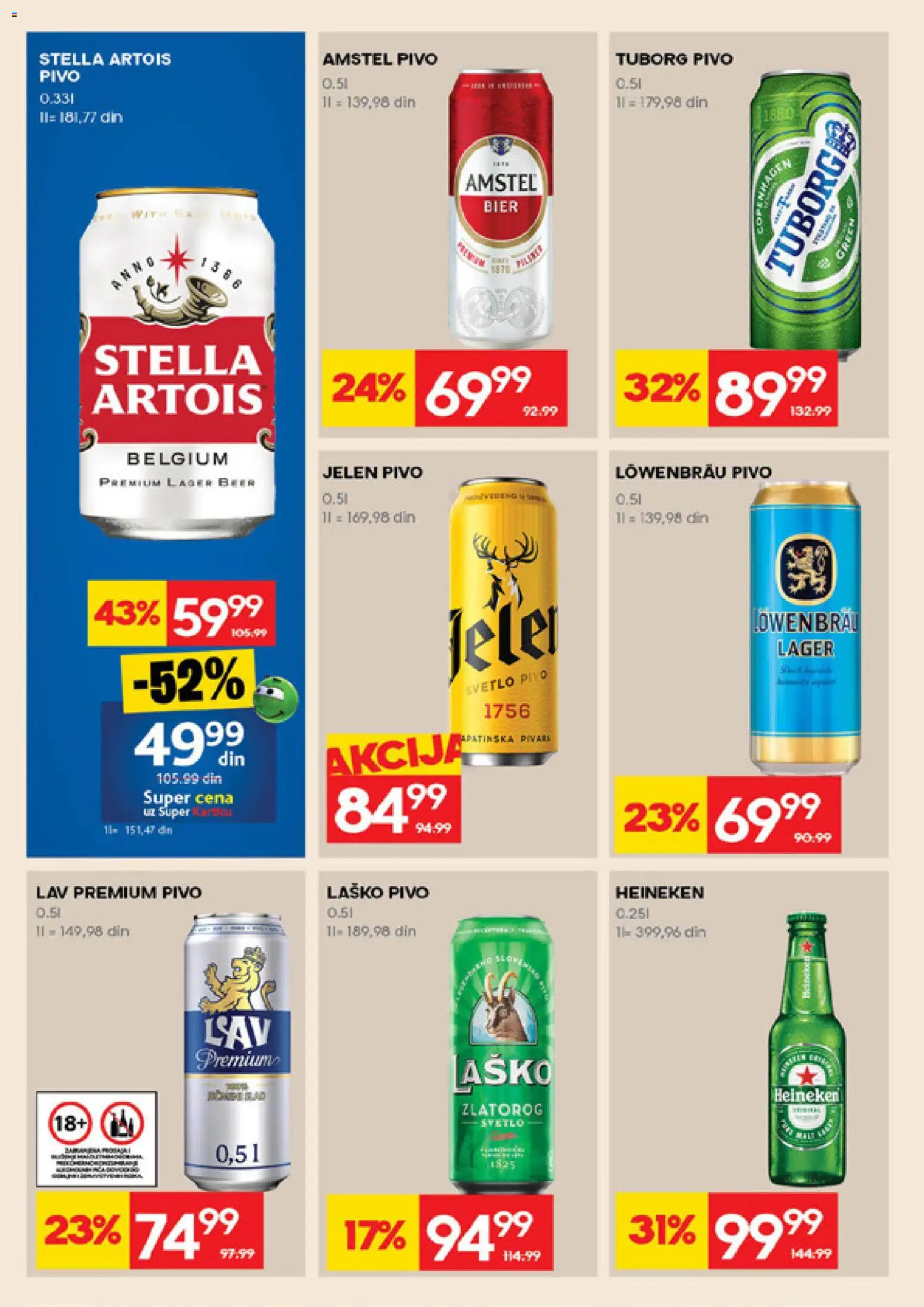 Idea katalog - važi od 12.03.2026 | Strana: 24 | Proizvode: Heineken, Stella Artois, Tuborg, Amstel