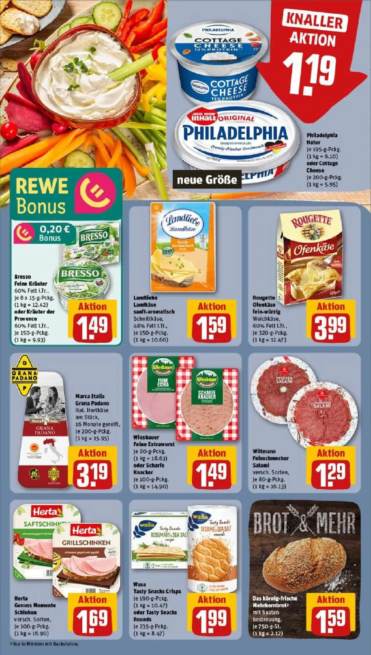 Rewe prospekt Golßen	 – gültig ab 13.10.2025 | Seite: 10 | Produkte: Philadelphia, Rougette ofenkase, Brot, Salami