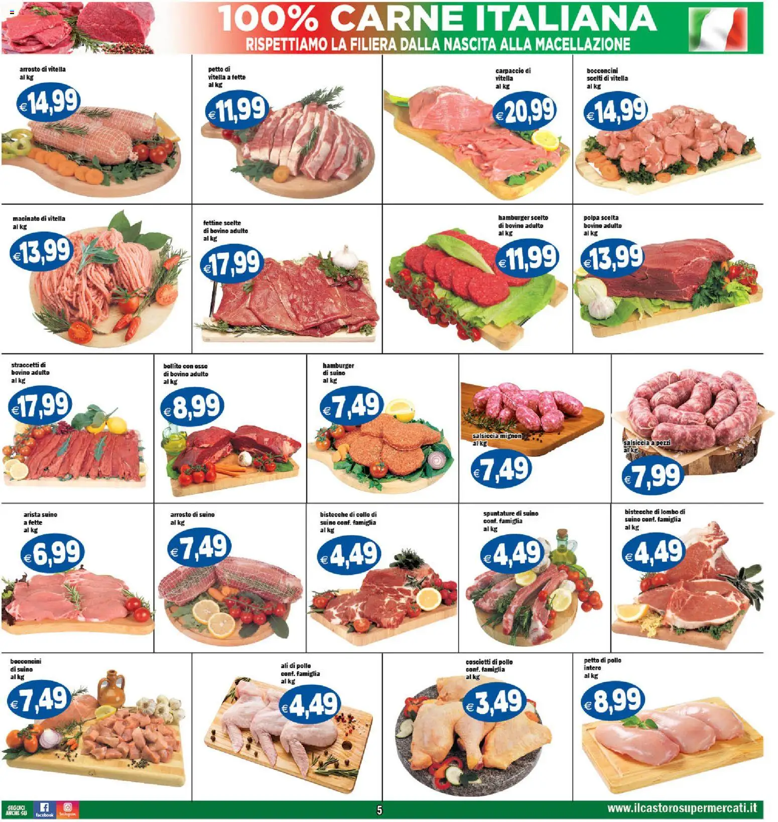 Volantino Il Castoro del 27.12.2025 | Pagina: 5 | Prodotti: Petto di Pollo, Arrosto, Suino, Salsiccia