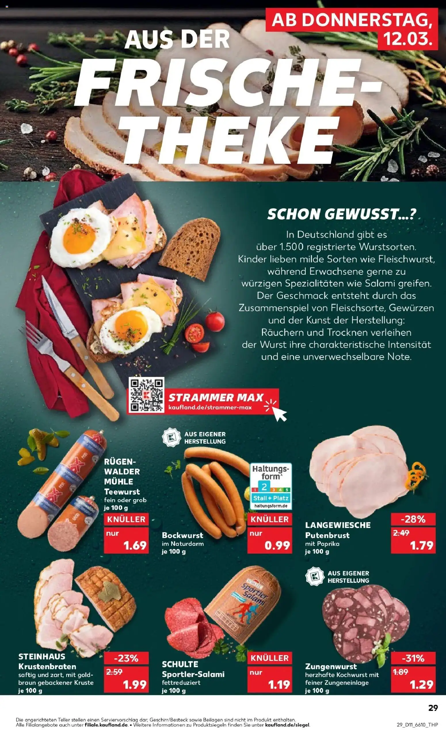 Kaufland Prospekt Monschau	 – gültig ab 12.03.2026 | Seite: 29 | Produkte: Bockwurst, Theke, Wurst, Salami