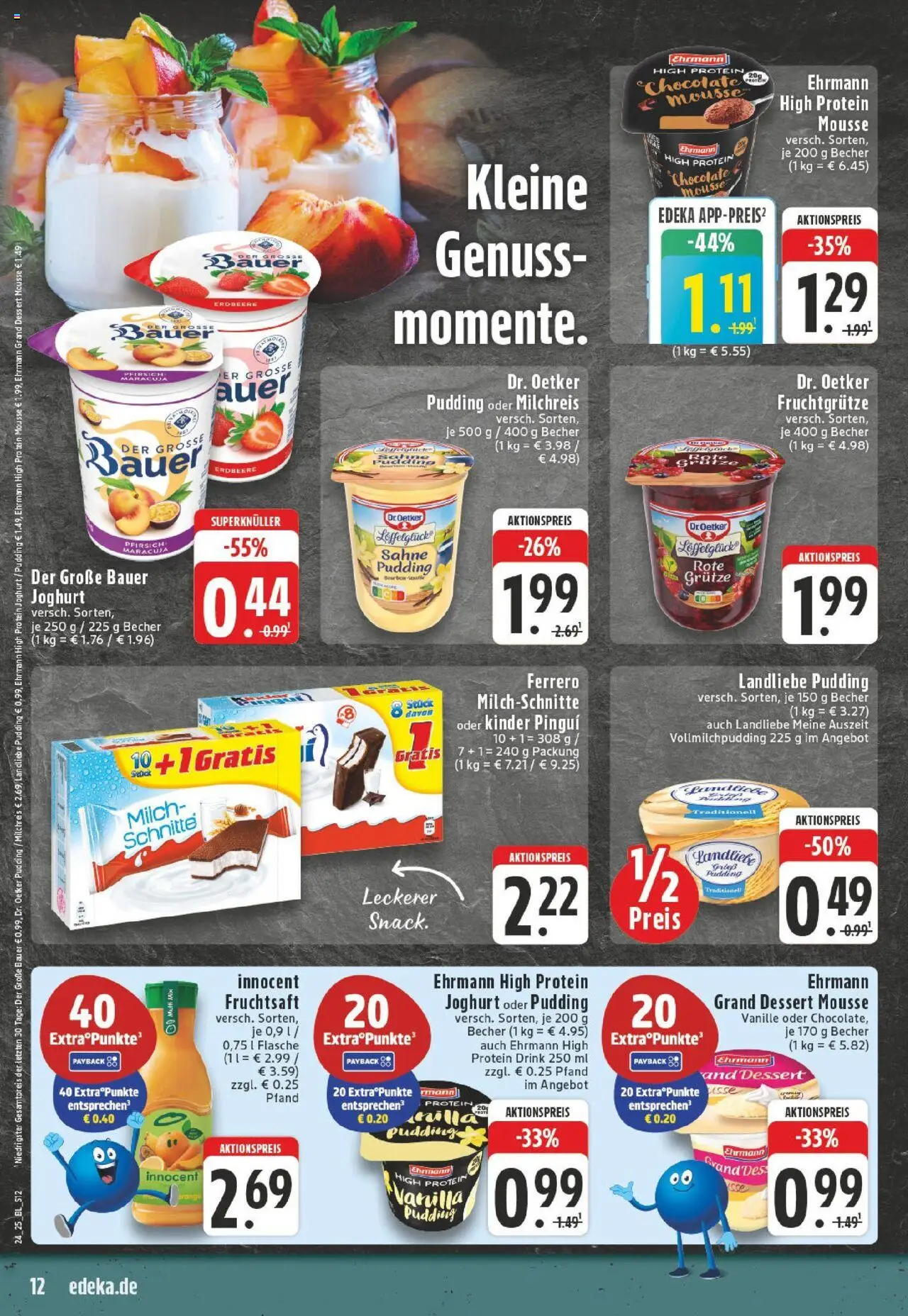 Edeka prospekt Schwerte - Holzen	 - gültig ab dem 08.06.2025 | Seite: 12 | Produkte: Ehrmann grand dessert, Bauer joghurt, Fruchtsaft, Sahne