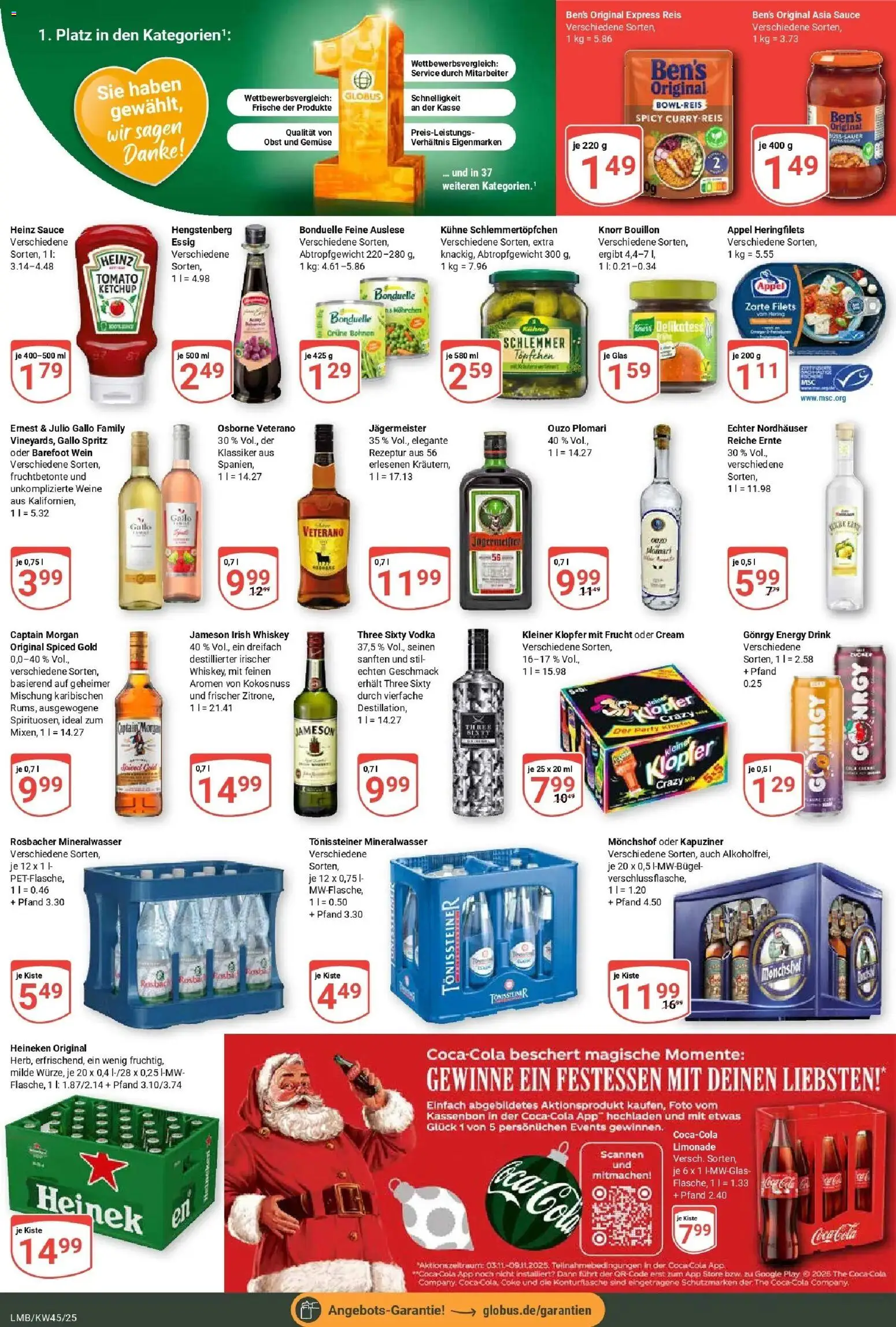 Globus prospekt Limburg	 – gültig ab 02.11.2025 | Seite: 4 | Produkte: Cola, Essig, Limonade, Wein