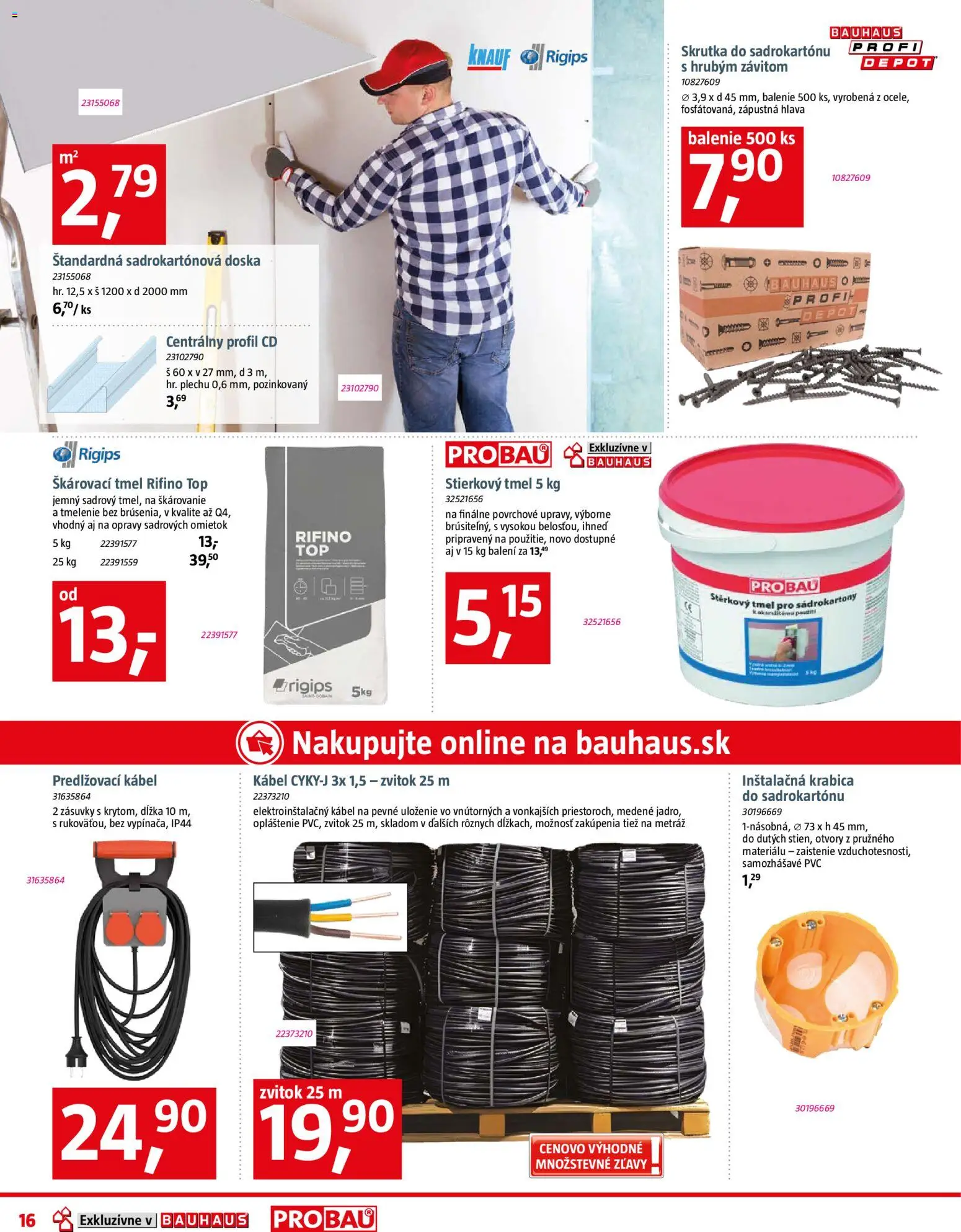 Nové Bauhaus akcie – leták je platný od 12.01.2026 | Strana: 16 | Produkty: Kábel