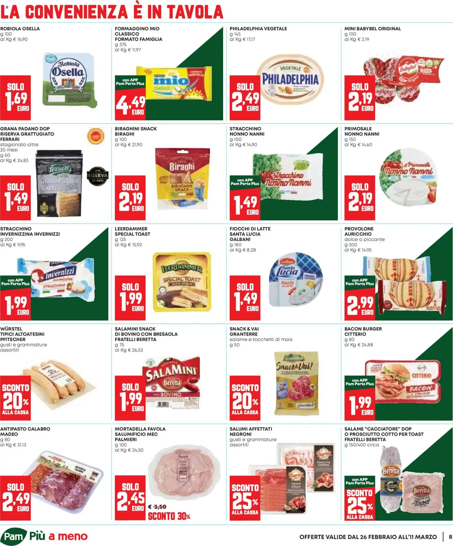 Volantino Panorama del 26.02.2026 | Pagina: 8 | Prodotti: Prosciutto Cotto, Salame, Wurstel, Stracchino