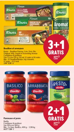 Bouillon of aromaten, Knorr - Bouillon Finesse, Low, Zero, Bio, Original, Jelly, Liquid of Seasoning Aromat Combineer & profiteer Van 72 g tot 120 g, 150 ml, 12 stuks of 16 stuks Bijv.: 4 x bouillonblokjes, kip, klassiek, 12 stuks - 0,12/stuk - Voorbeeld van een folder van Delhaize, geldig van 06.11.2025 | Pagina: 30 | Producten: Sós kalács, Pasta, Graham liszt