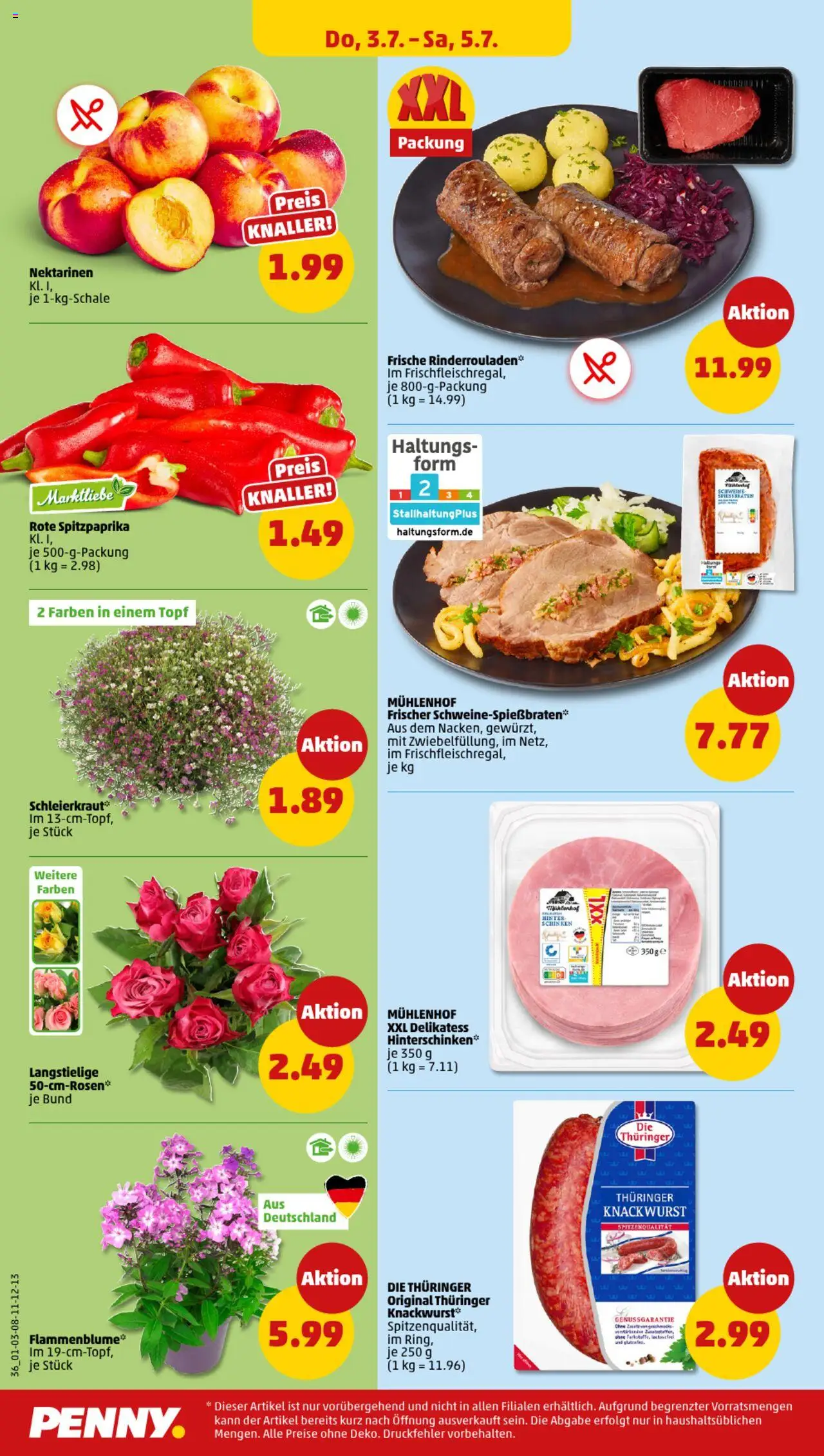 Penny Prospekt 	 - gültig ab dem 30.06.2025 | Seite: 36 | Produkte: Rinderrouladen, Nektarinen, Schinken