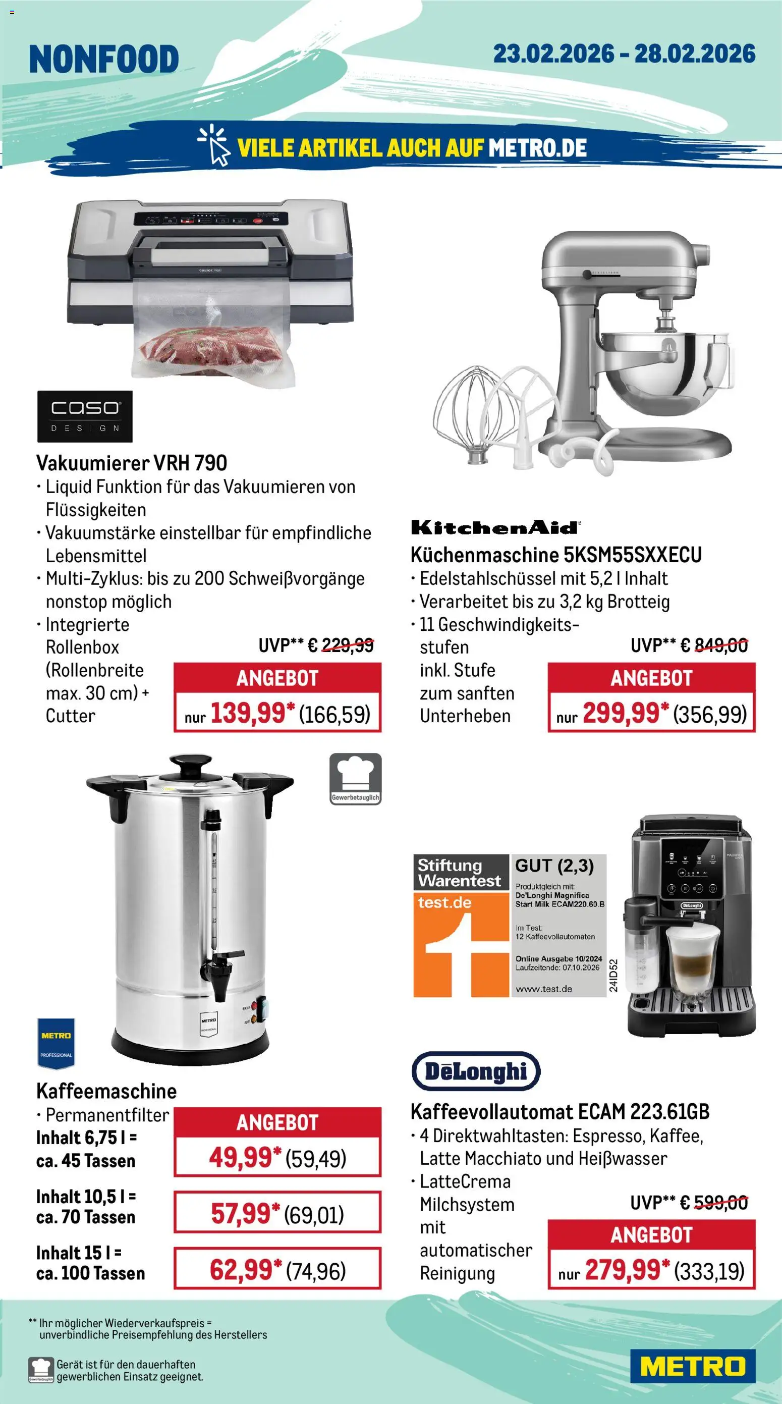 Metro Prospekt 	 – gültig ab 23.02.2026 | Seite: 21 | Produkte: Cutter, Kaffeemaschine, Vakuumierer, Kaffeevollautomat