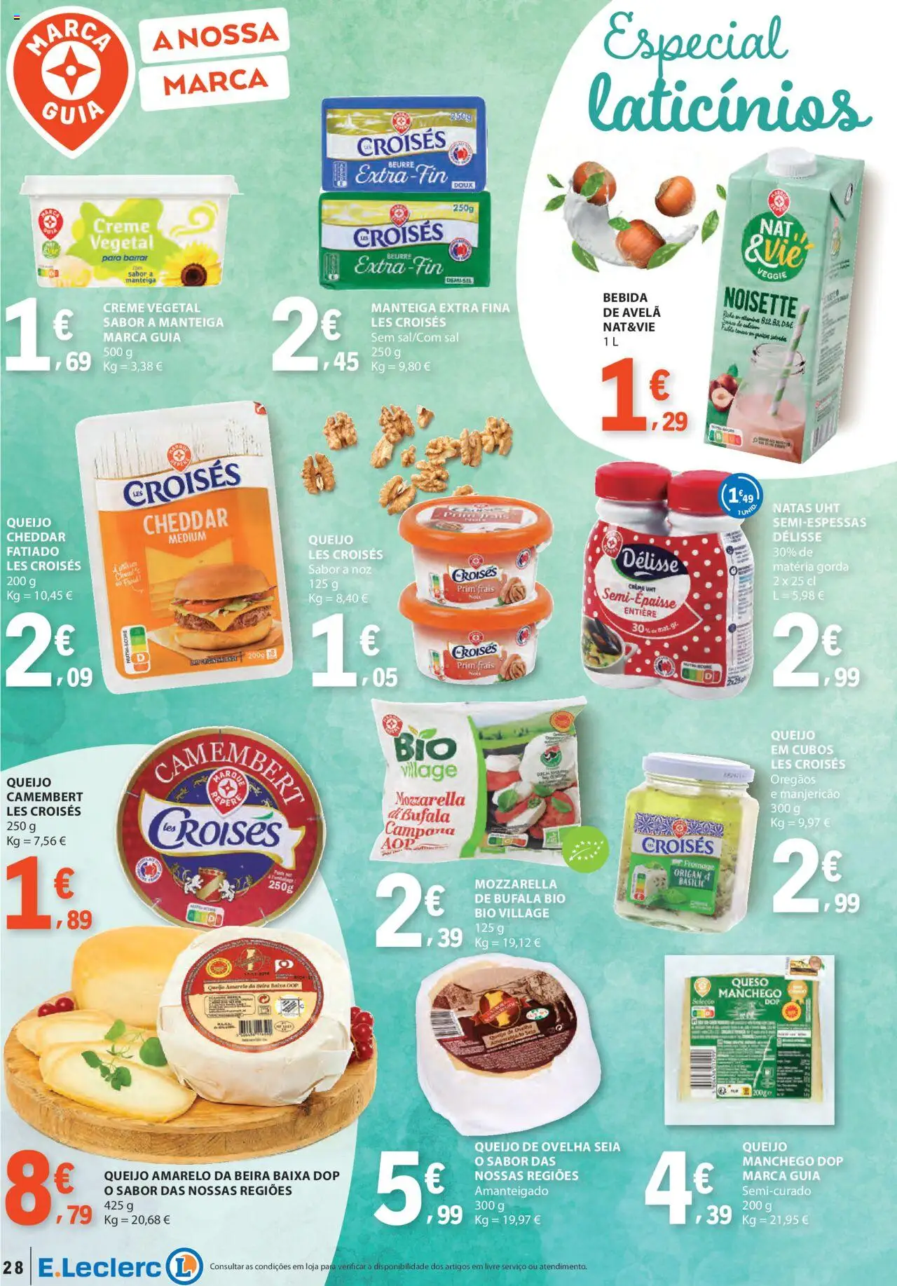 E.Leclerc folheto │ válido de 18.09.2025 | Página: 28 | Produtos: Queijo, Cheddar, Natas, Bebida